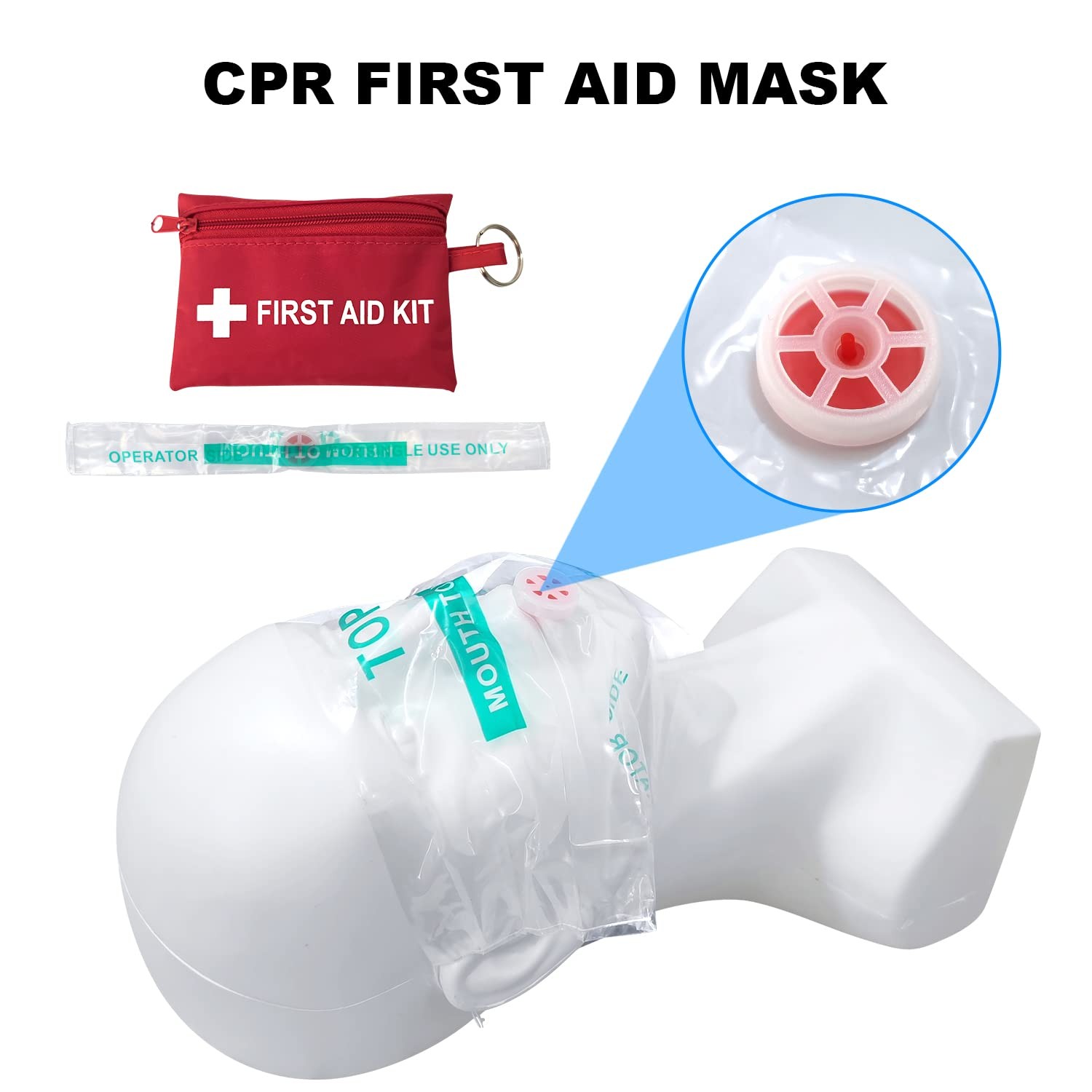 Yzpacc Mini First Aid Kit – CPR Keychain Face Shield with Breathing 1 Set