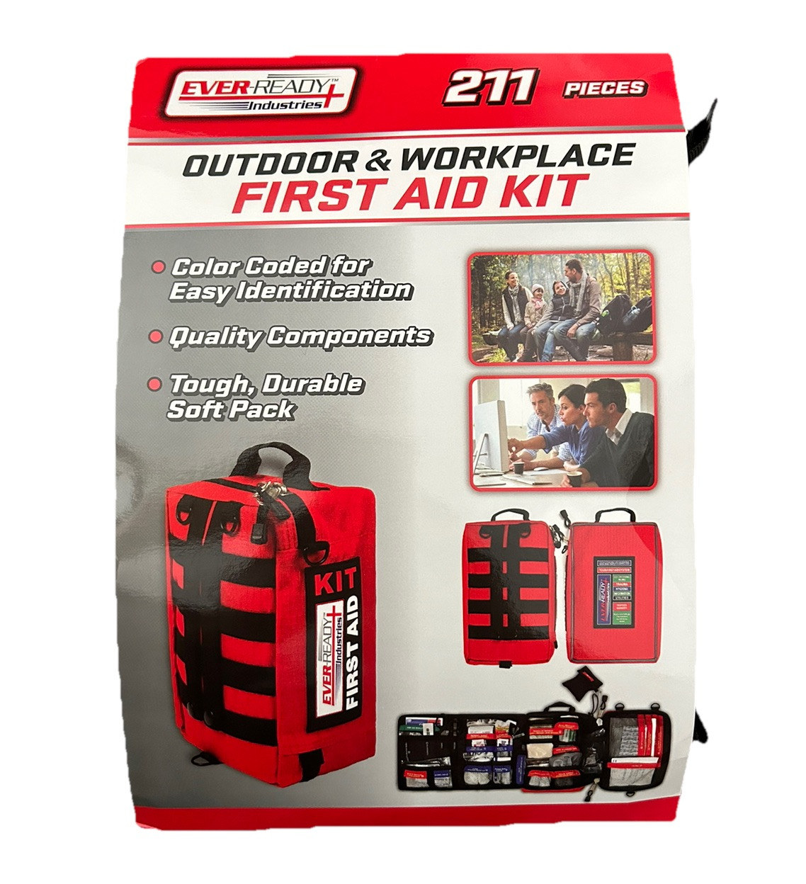 Ever-Ready Portable First Aid Kit 211 Pieces Outdoor, Home, Travel, Workplace