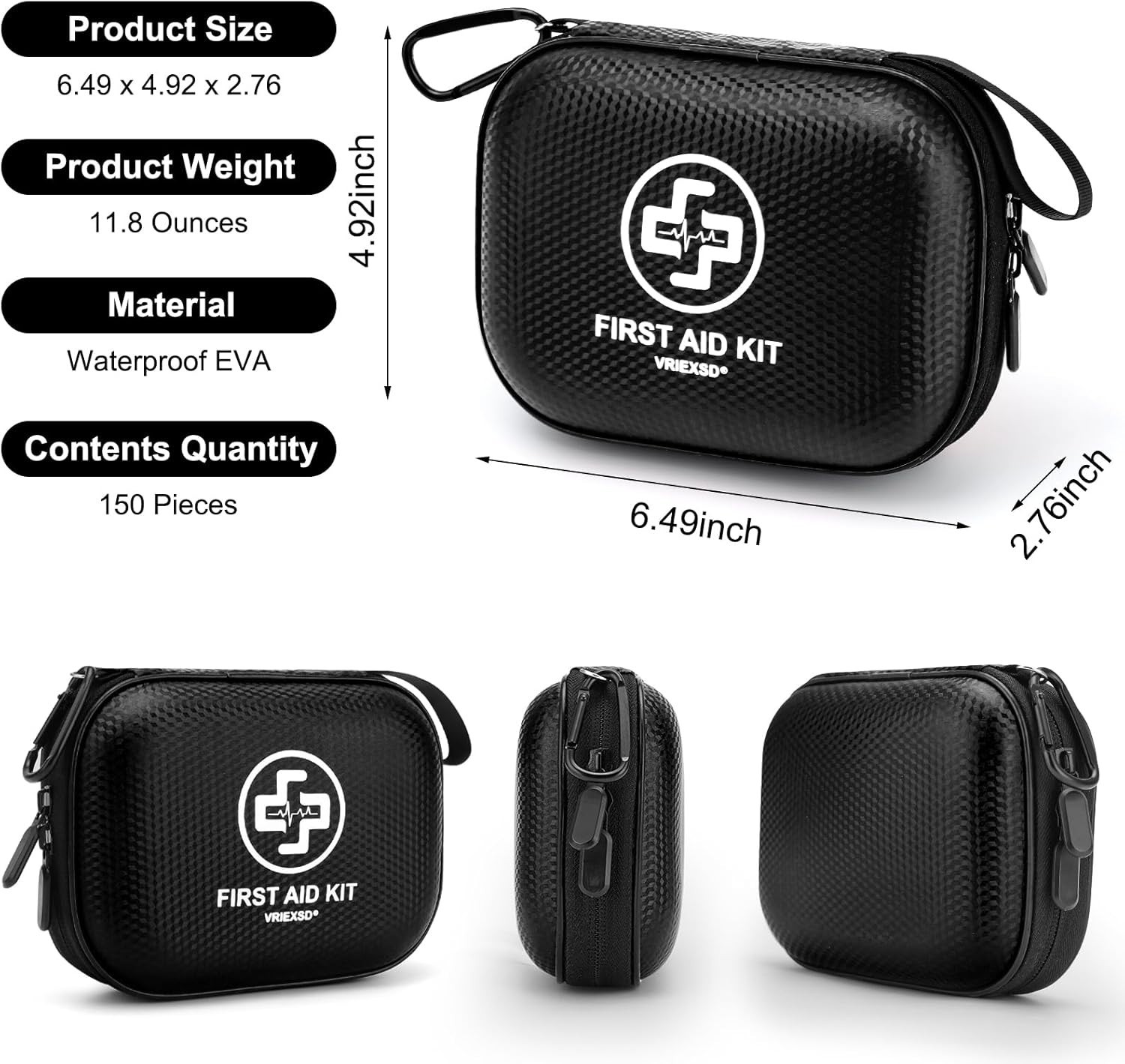 150-Piece Mini First Aid Kit – Waterproof Portable Hard Shell for All Emergen…