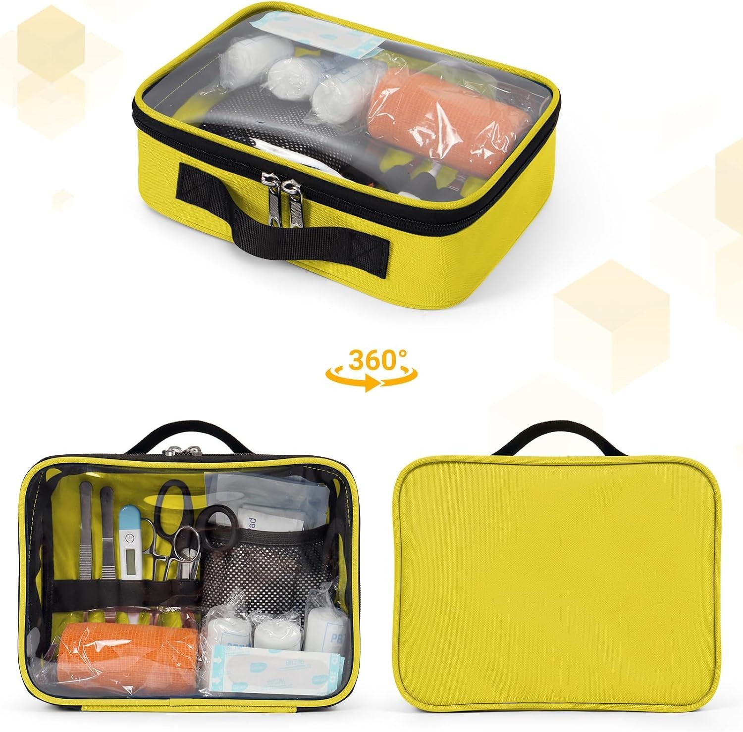 Portable Clear PVC First Aid Kit Pouch – Lightweight & Waterproof Yellow Design