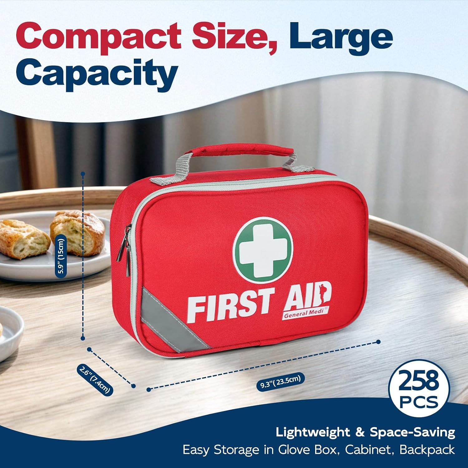 General Medi 258-Pc 2-in-1 First Aid Kit: Home, Car, Travel, Office