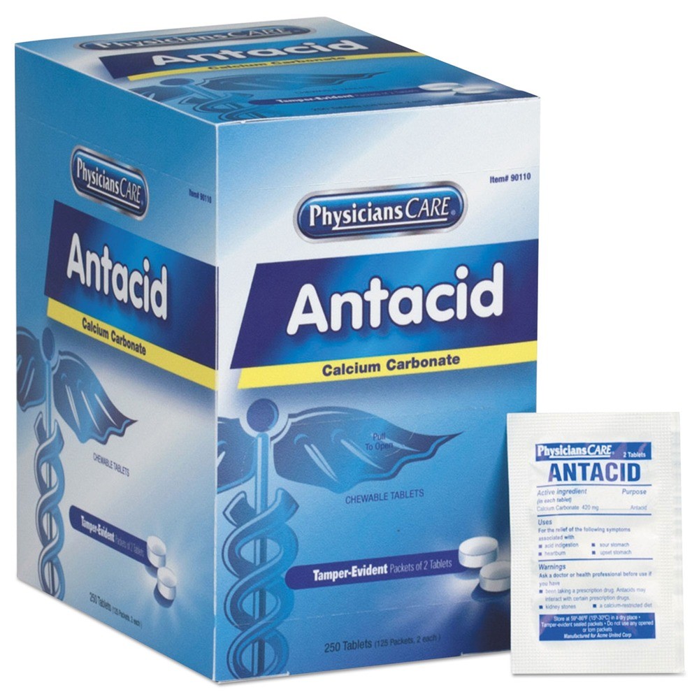 First Aid Only 90110 OTC Antacid Medications for First Aid Cabinet (250/Box) New