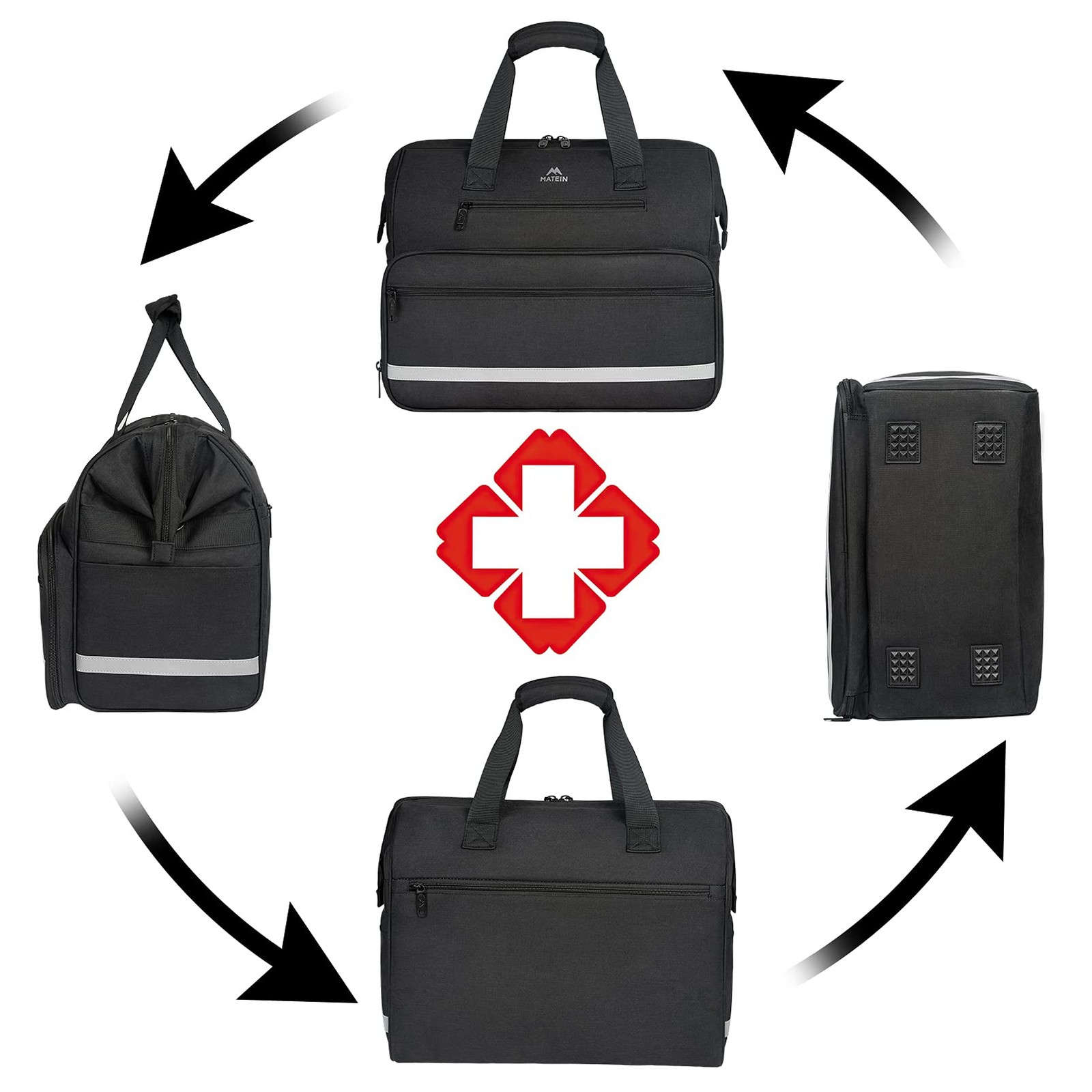 MATEIN Medical Bag, Large Water-Resistant First 1 Count (Pack of 1), Black