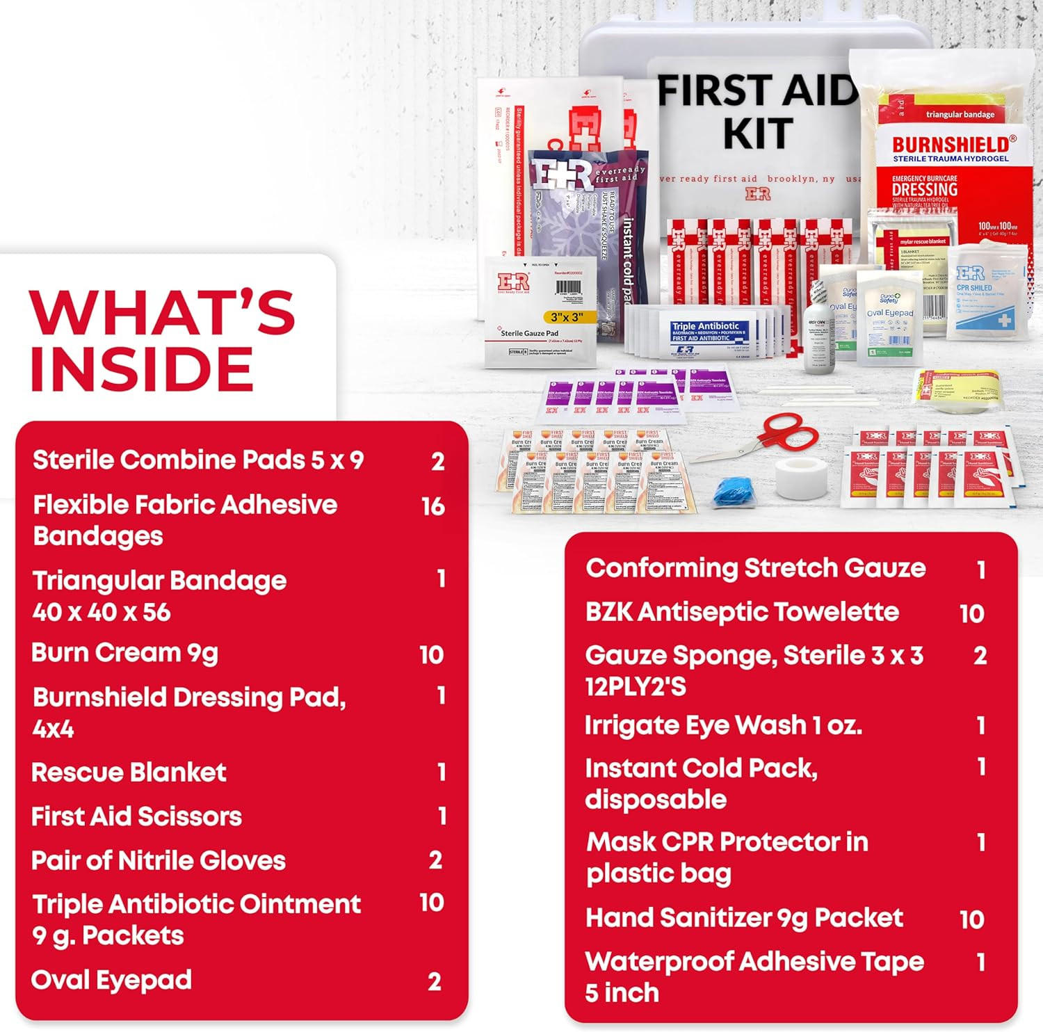 10 Person First Aid Kit OSHA ANSI Compliant Emergency Medical Kit