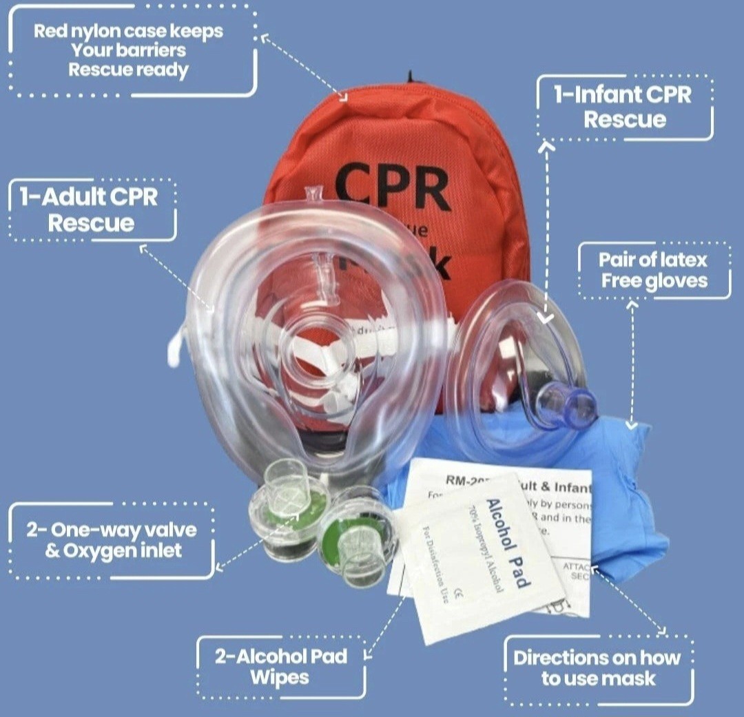 MCR Medical CPR Mask Combo Kit – 10pk Adult Infant 2 Valves #RM-2071-001