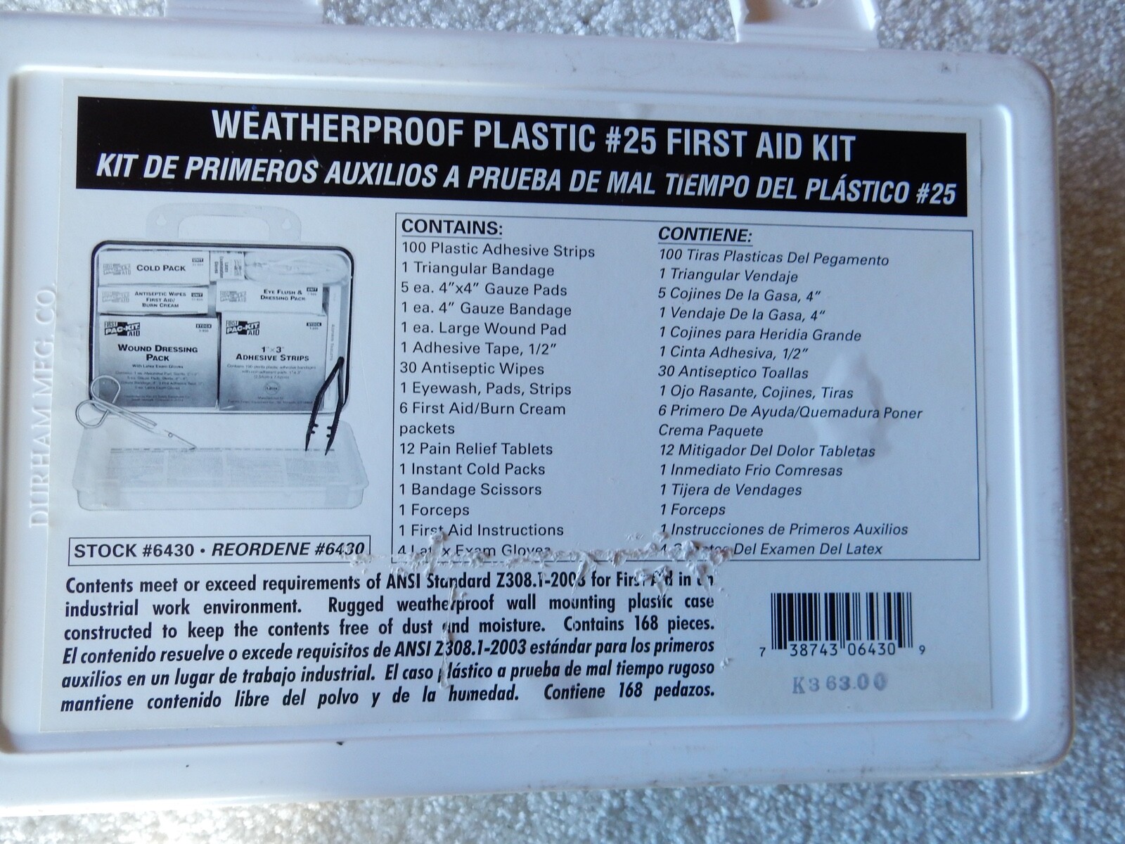 Weatherproof First Aid Kit #6430 OSHA Standards Approved