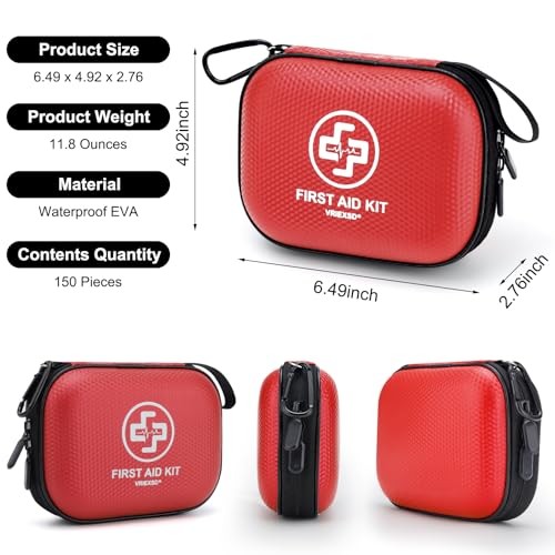 150 Piece Mini First Aid Kit – Waterproof Hard Shell Medical Kit for Home, Car