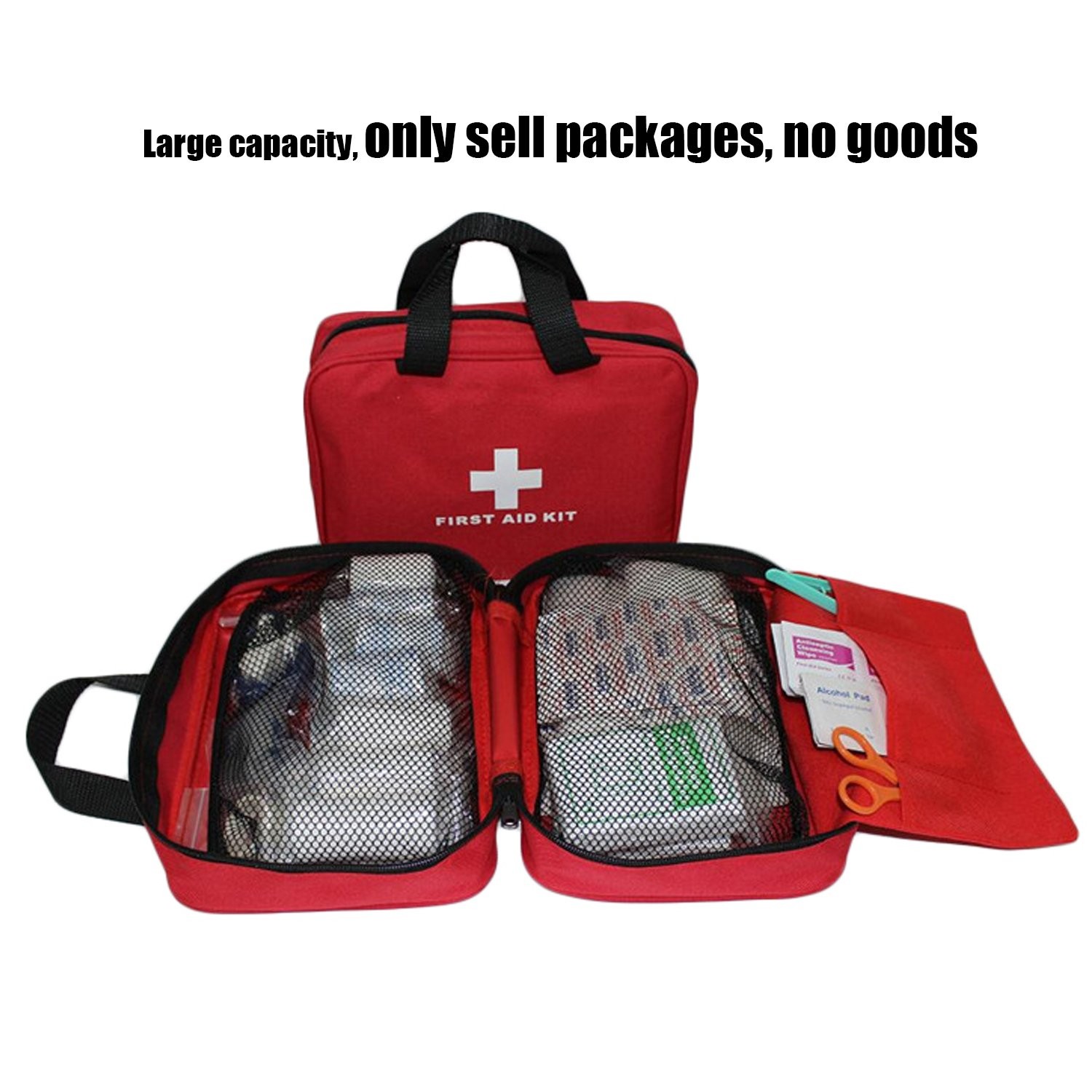 AOUTACC Nylon First Aid Empty Kit,Compact Waterproof 1 Count (Pack of 1), Red