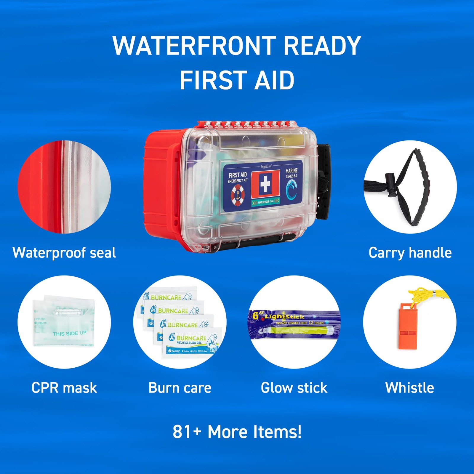 Marine Waterproof First Aid Kit for Boat, Kayak, Sailing & Beach