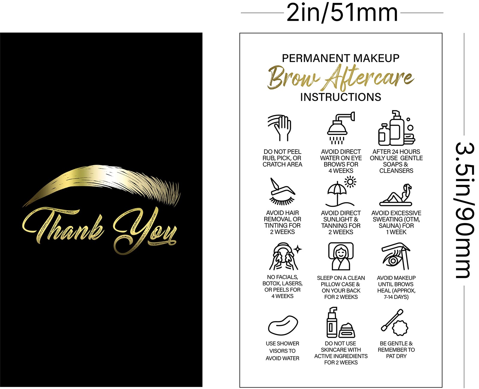 BRAWNA 50 pack Microblading Aftercare Instruction Cards, 50 Count (Pack of 1)