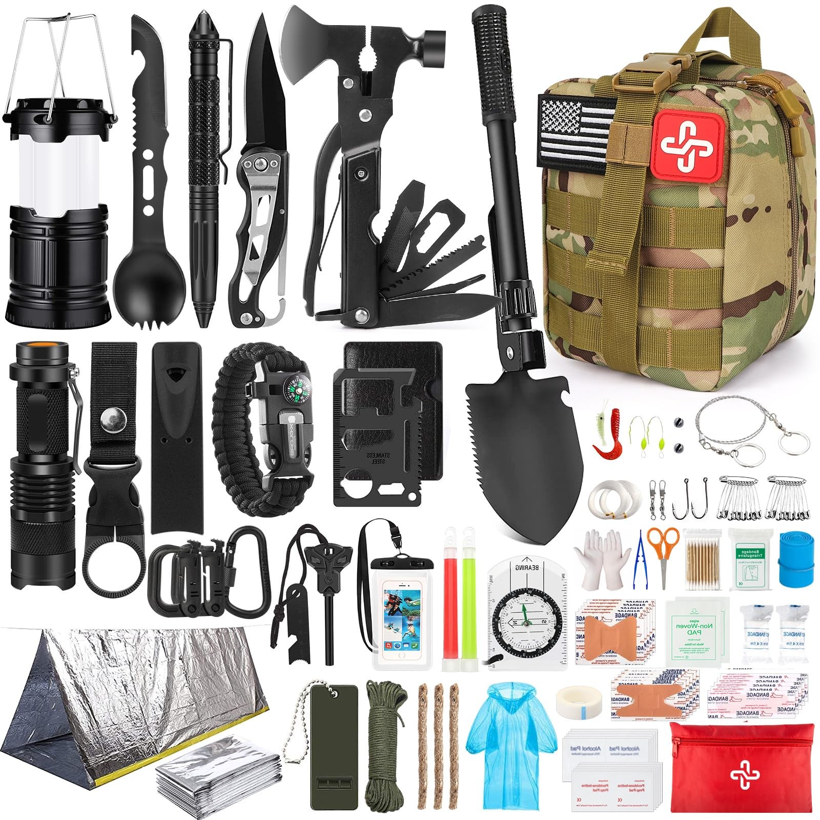 Survival Kit, 250Pcs Survival Gear First Aid Kit with Molle System Compatible…