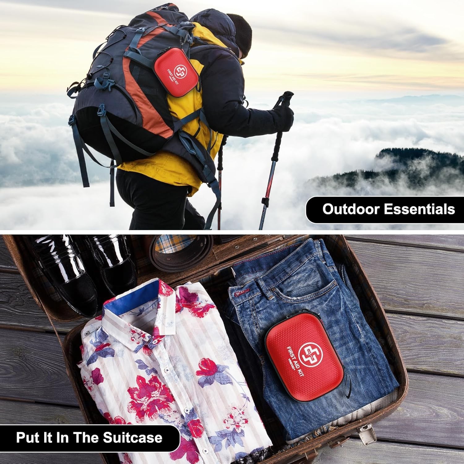 Mini First Aid Kit Waterproof Hard Shell Home Car Travel Camping Hiking 150 Pc
