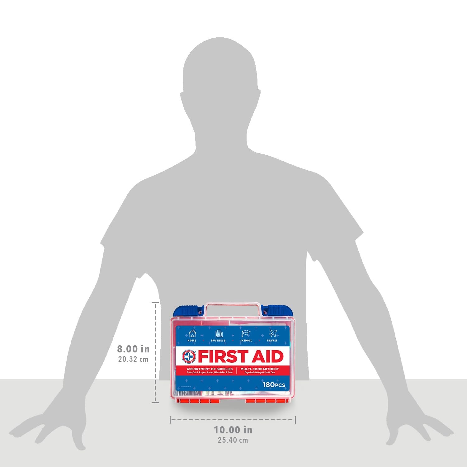 180 Piece First Aid Kit, Home and Work First Aid Kit, Travel First Aid Kit