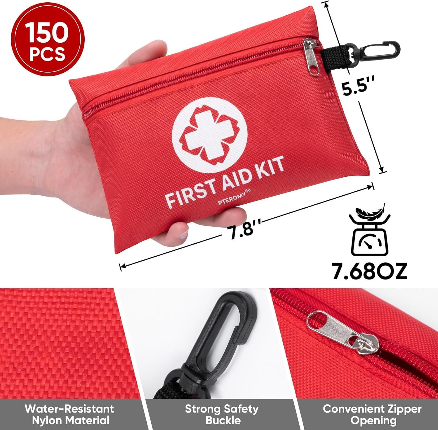 150 Piece Mini First Aid Kit, Portable Small Emergency Kits Compact 1St Aid Kit