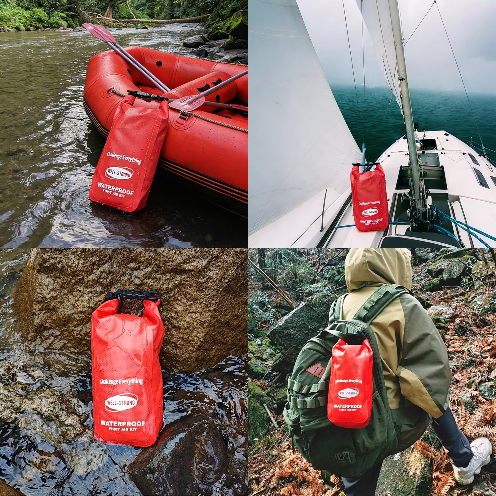 WELL-STRONG Waterproof First Aid Kit Roll Boat Emergency Kit with Waterproof Con