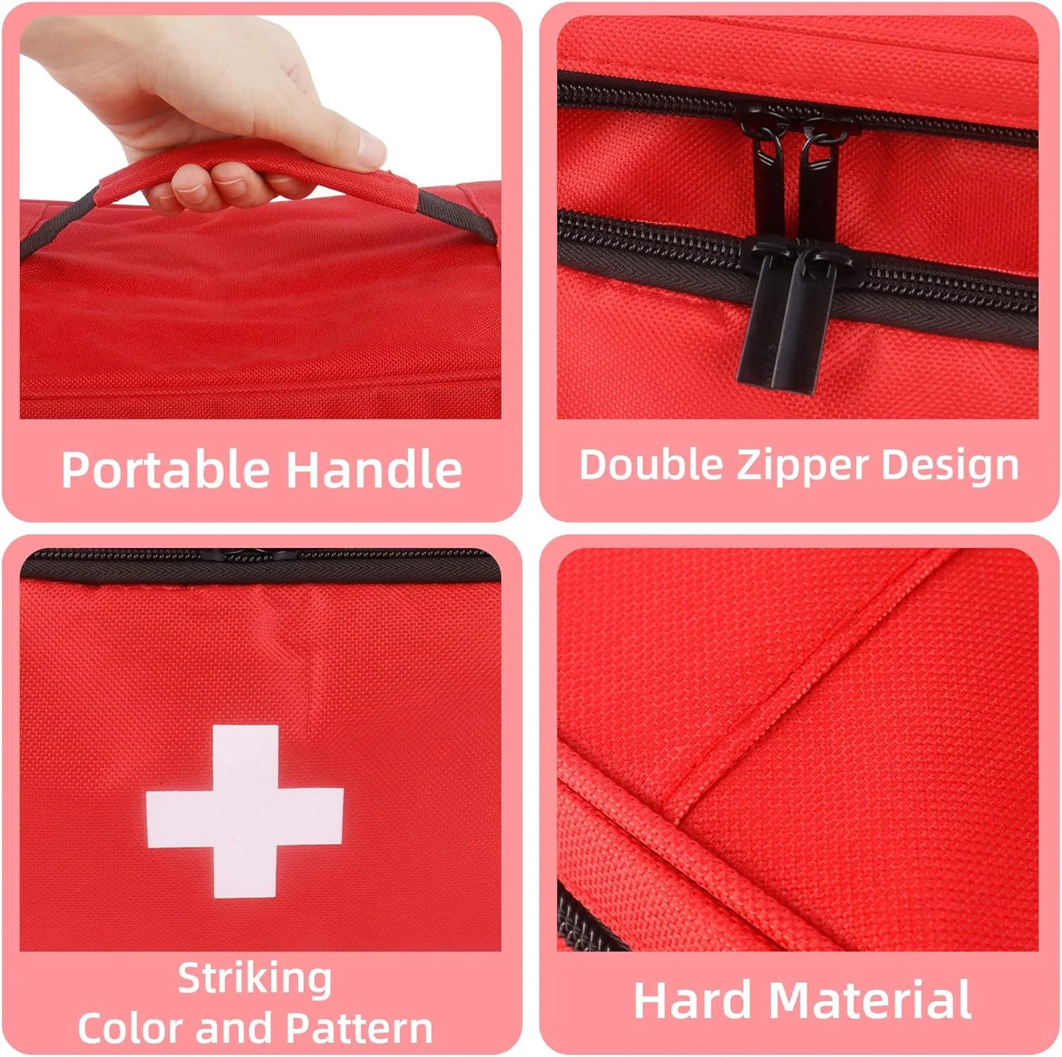 First Aid Bag Empty, 5-Set with Large Medical Organizer, 3 Portable Pouches &…