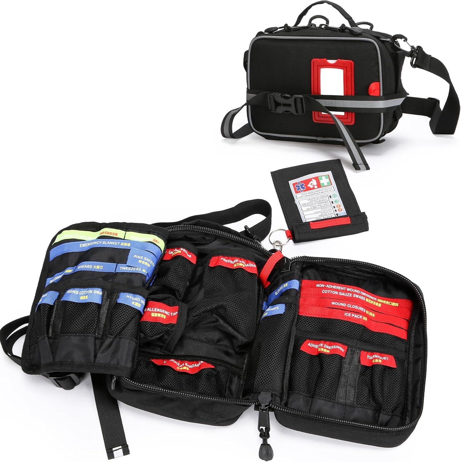 First Aid Bag Empty Emergency First Responder Crossbody Handheld Waist Bag BLACK