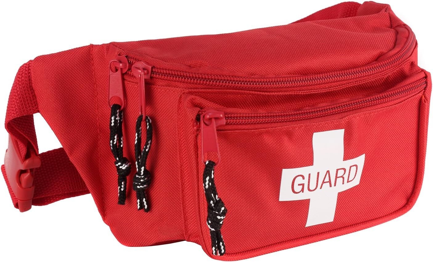 First Aid Fanny Pack Lifeguard Pools Beaches with Adjustable Strap – Red