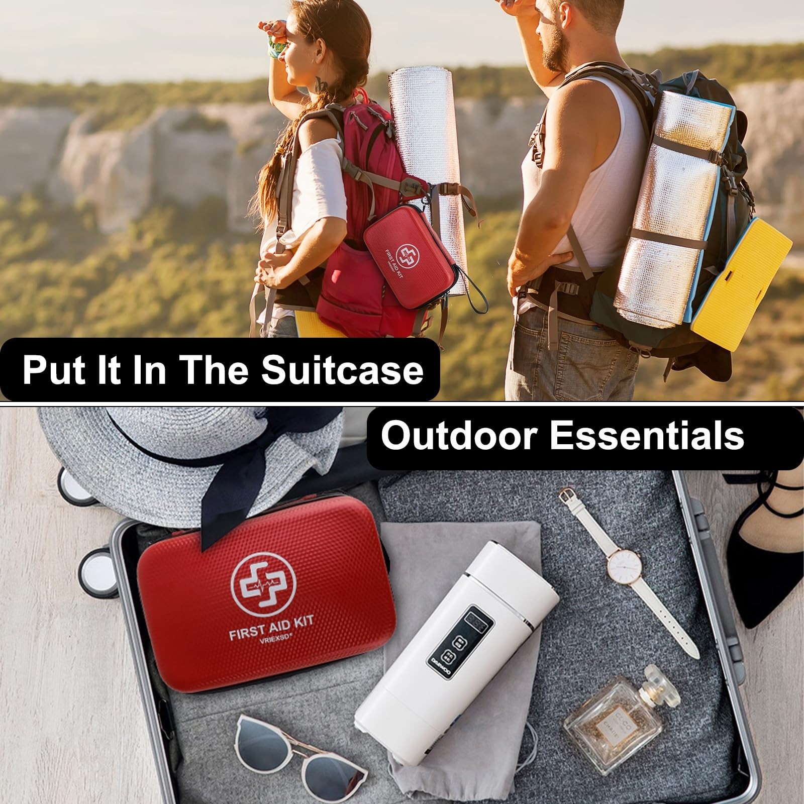 320-Piece Waterproof First Aid Kit – Hard Shell for Home, Camping, Travel & Emer