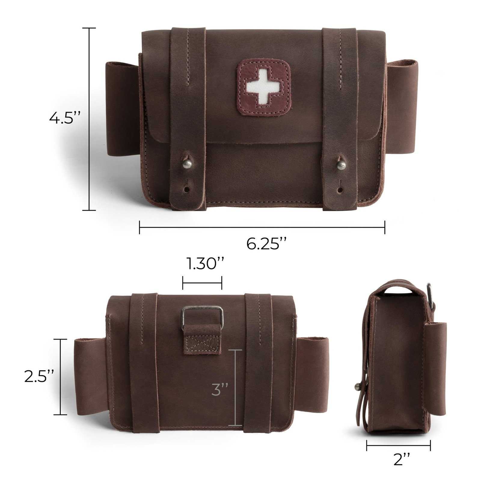 Hide & Drink Full Grain Leather First Aid Bag, Empty Medical Kit Organizer fo…