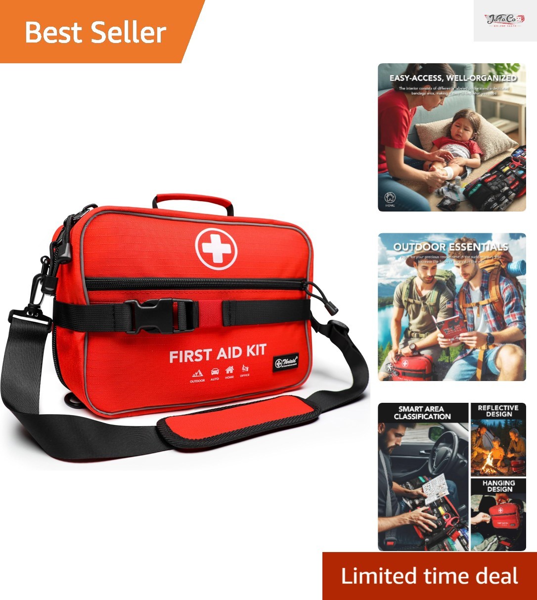 430 Piece First Aid Kit, Well-Organized Waterproof Compact Medica; Kit