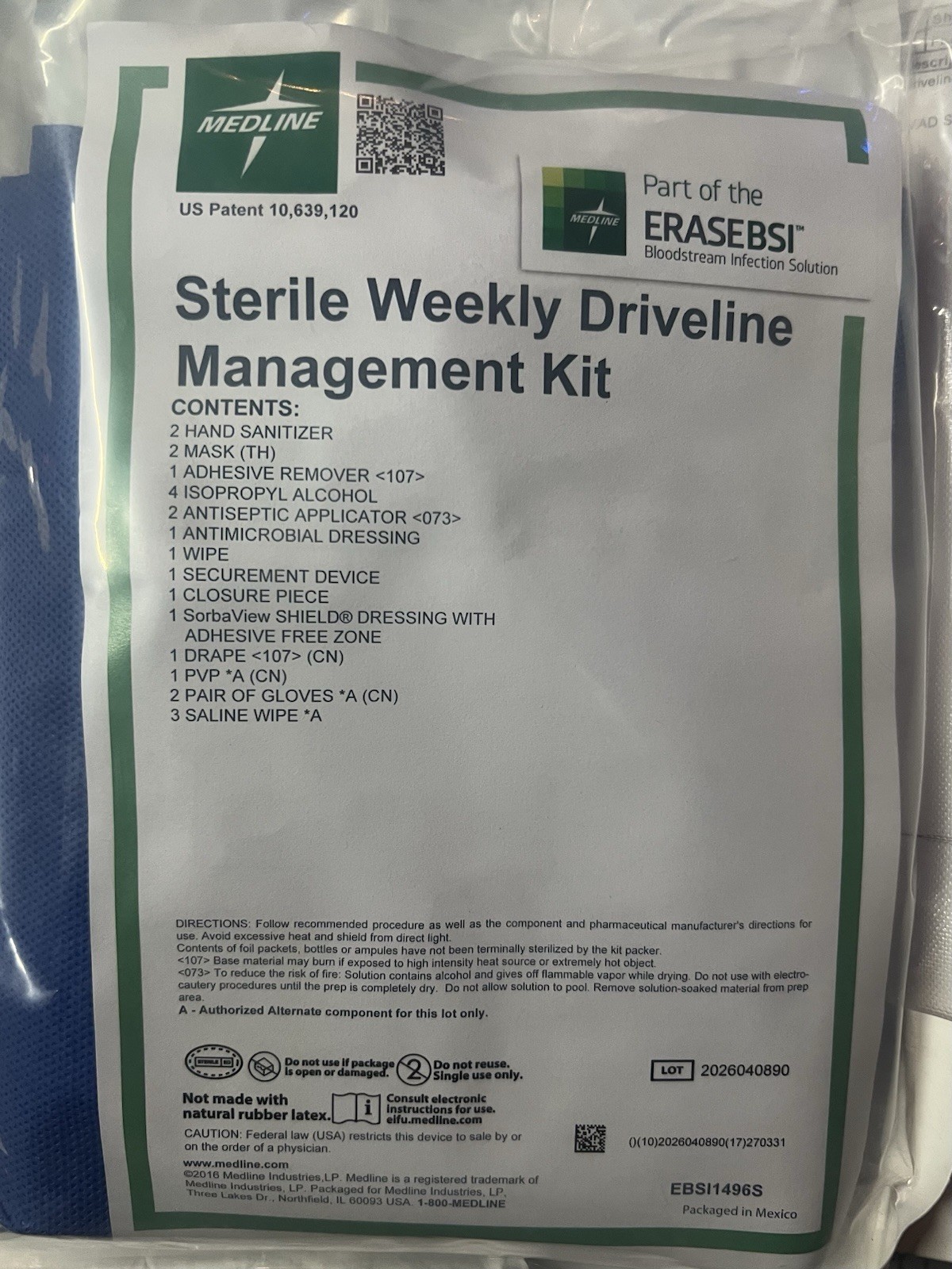 MedLine Weekly Driveline Management Kit LVAD Heart Anchor Antiseptic Transplant