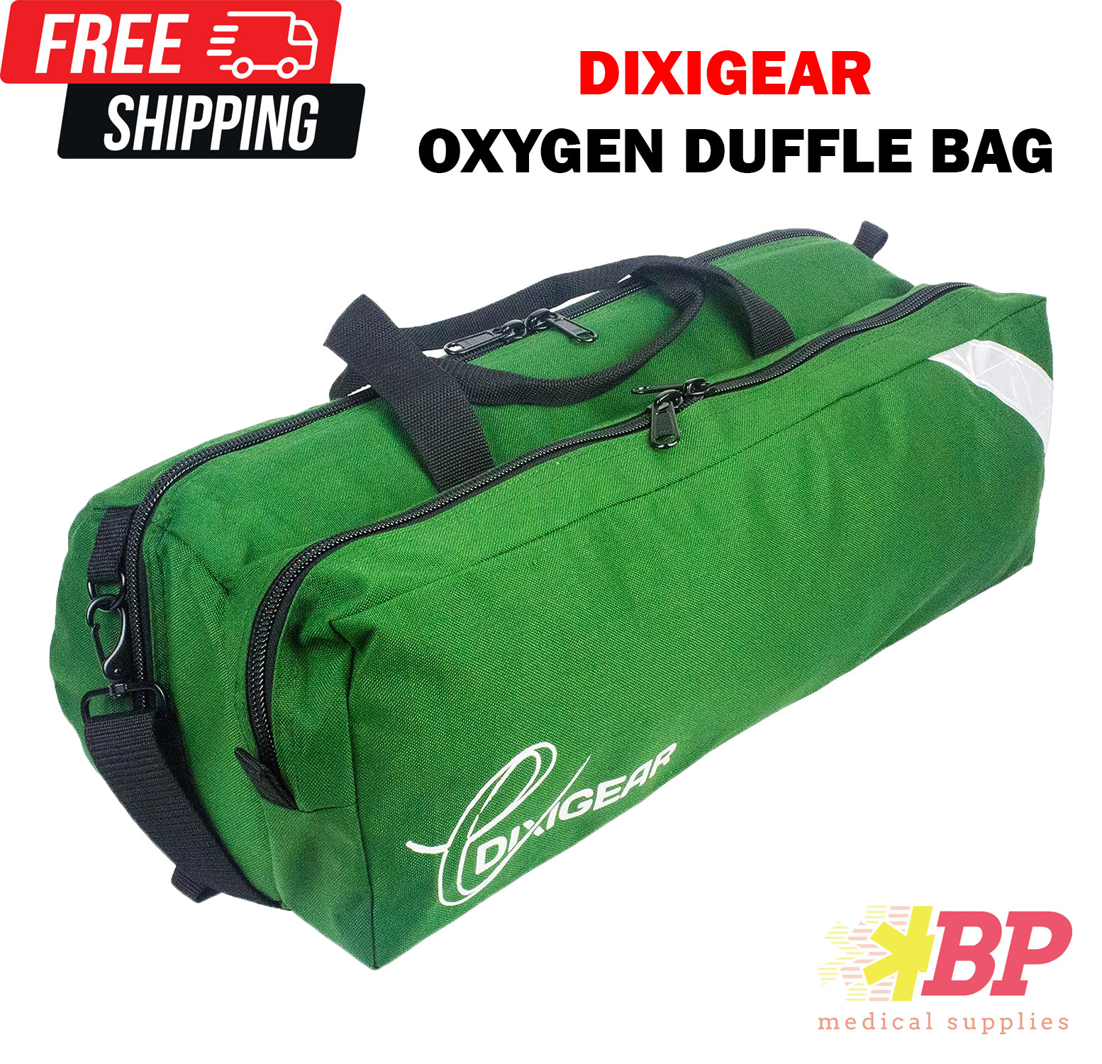 O2 Duffle Responder Bag for Medical Supplies with Side Pocket – Green