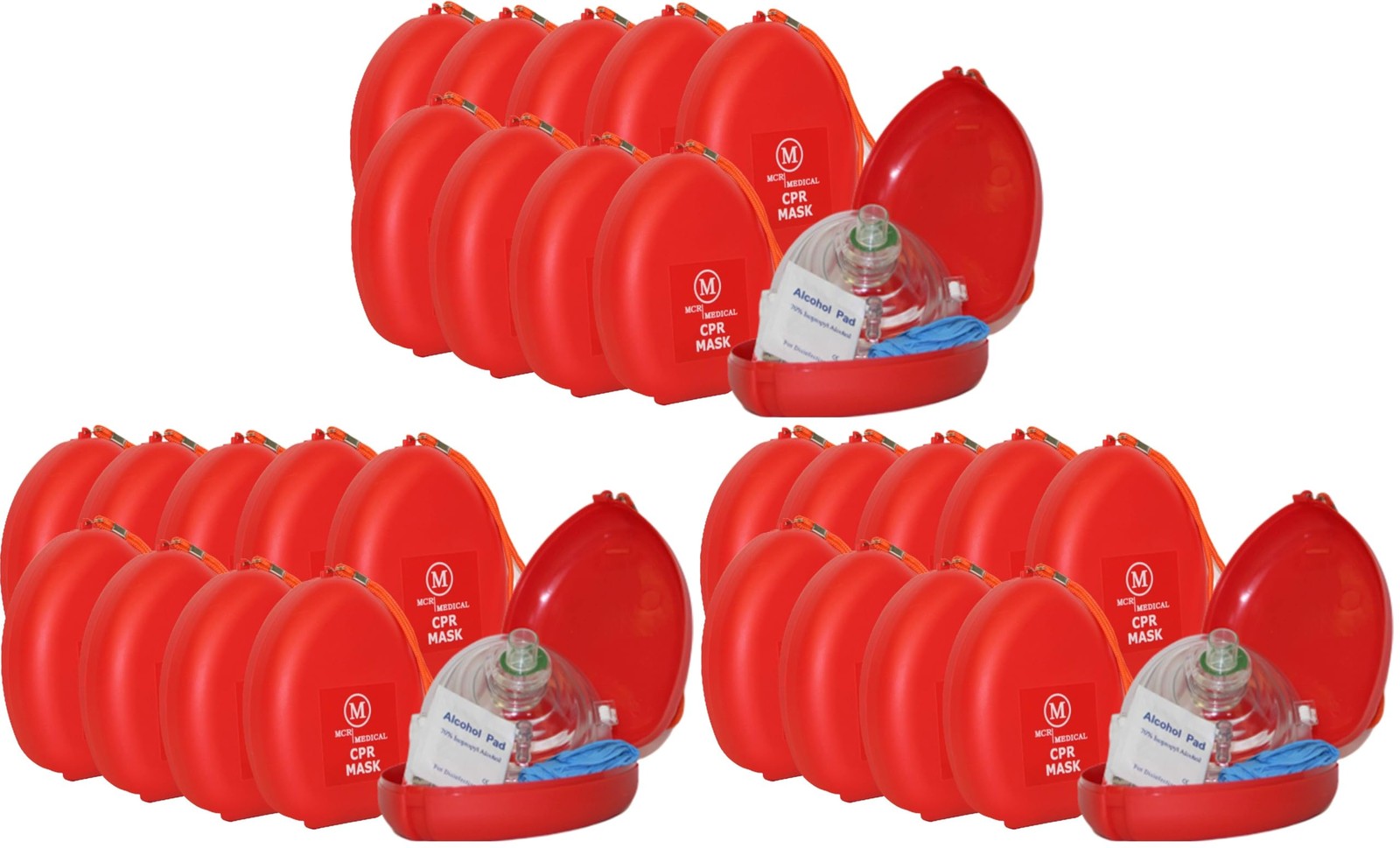 MCR Medical Pack of 10 CPR Rescue Mask, Adult/Child Pocket Resuscitator, Hard