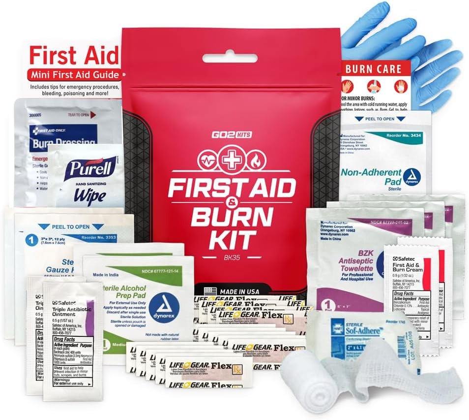 Advanced First Aid & Burn Kit, Comprehensive Burn First Aid Kit with Dressings,