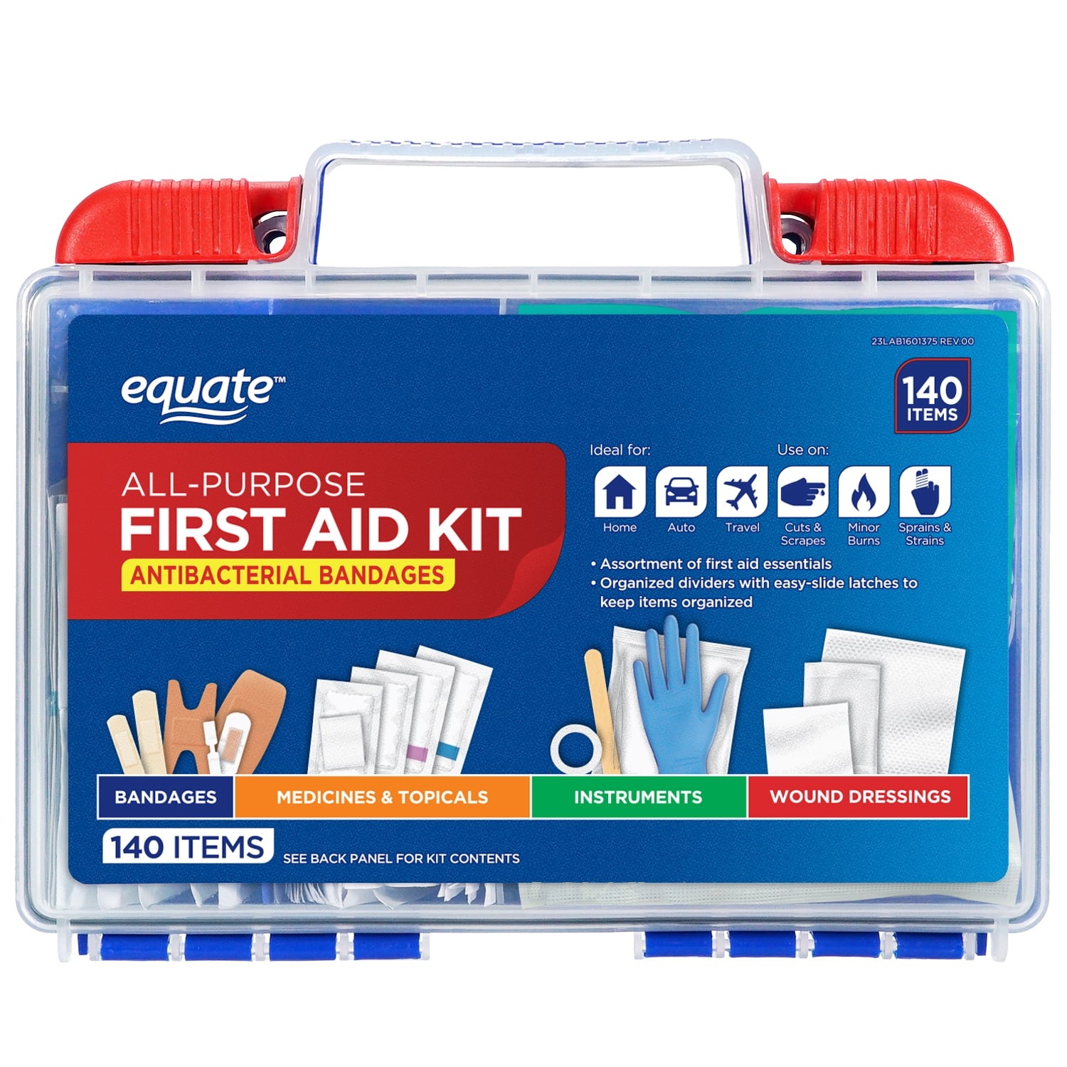 All-Purpose First Aid Kit with Antibacterial Bandages 140 Piece Emergency