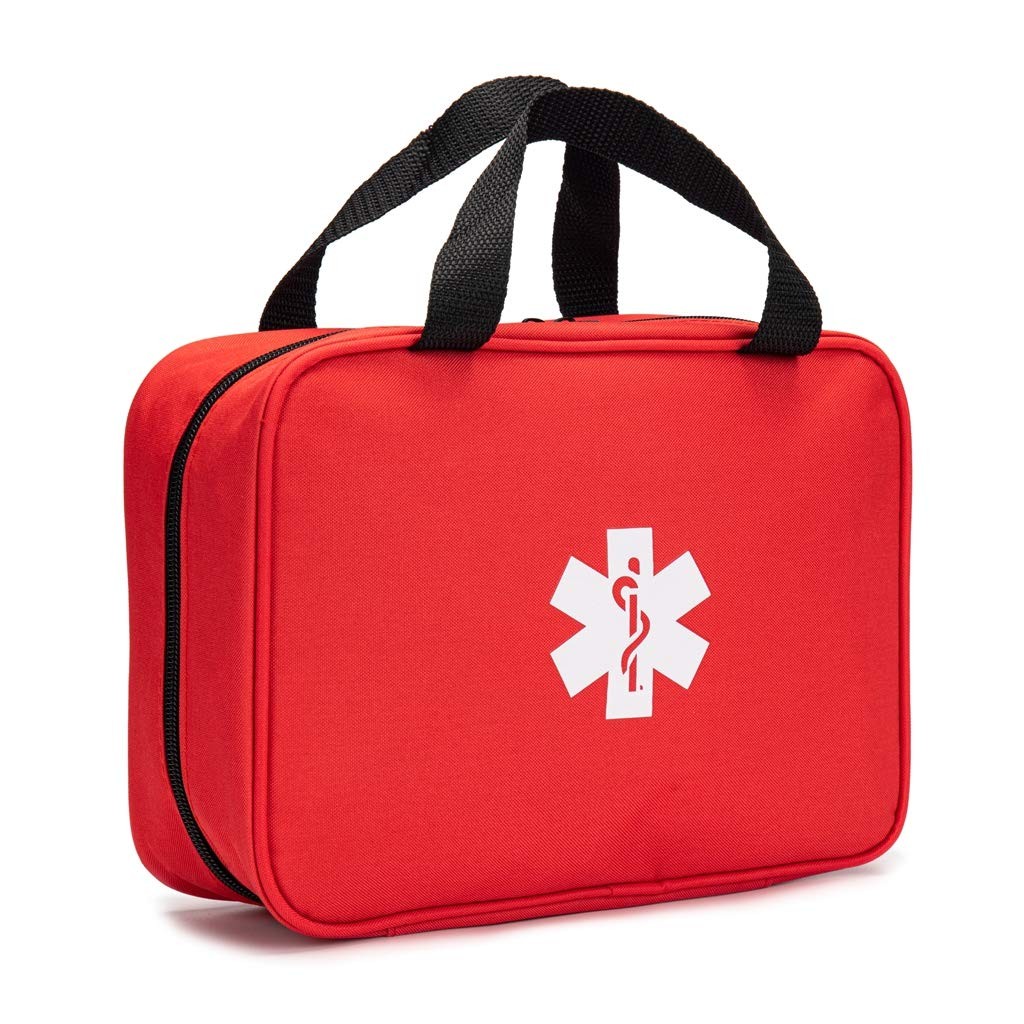 Jipemtra Red First Aid Bag Empty Travel 1 Count (Pack of 1), with Folders