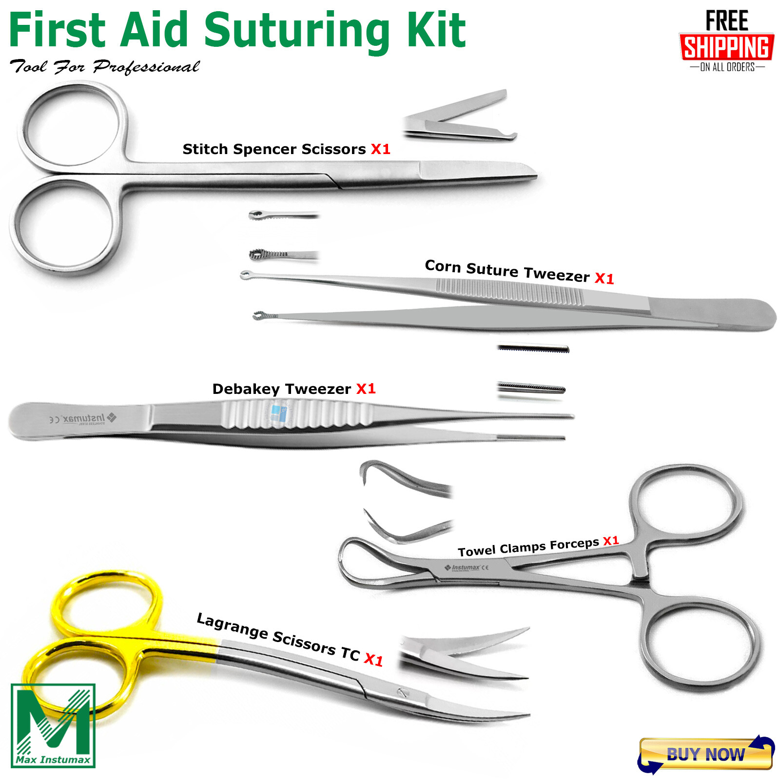 Advanced Surgical Suture Kit, First Aid Medical Travel Trauma Pack, 5 Pieces