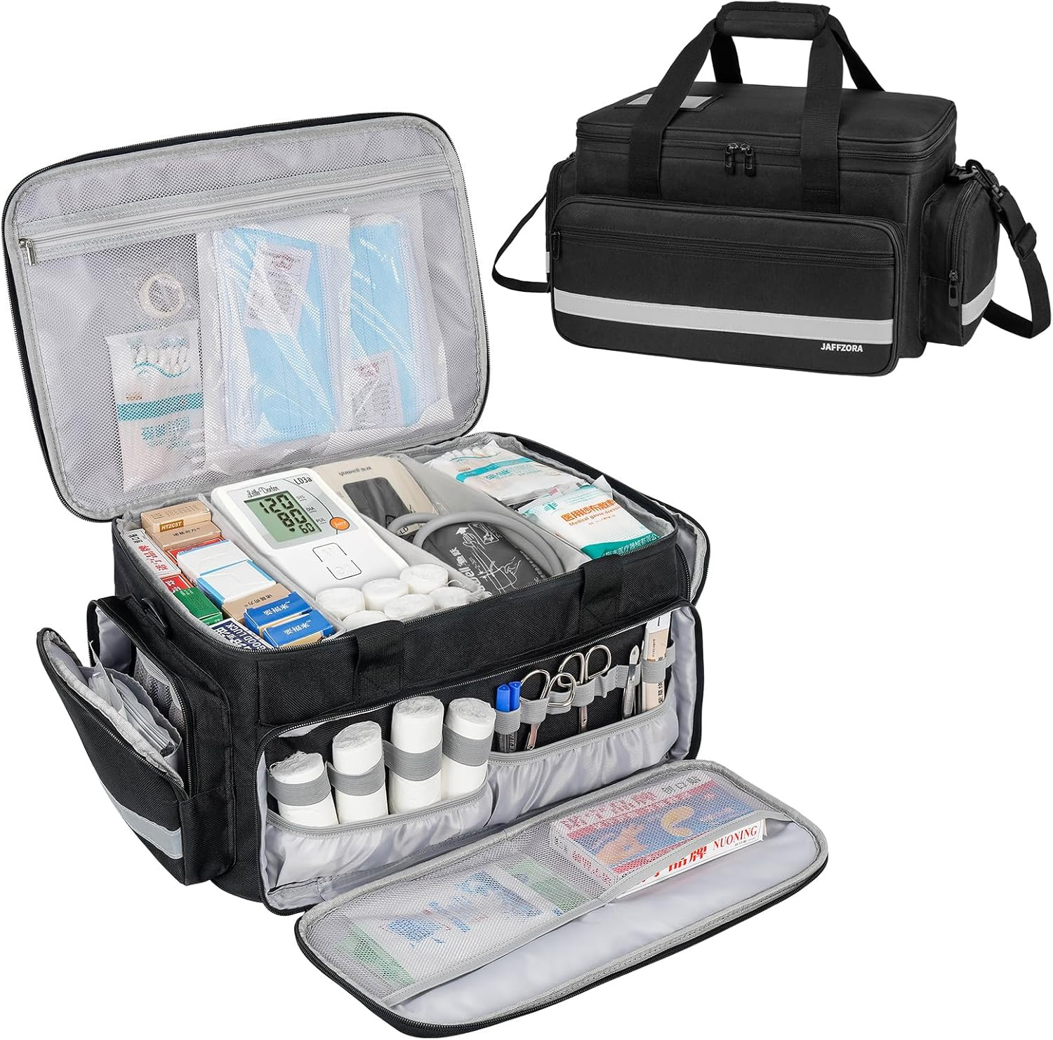 Medical Bag, Medical Equipment Case Empty, Large Home Health Nurse Bag with Shou