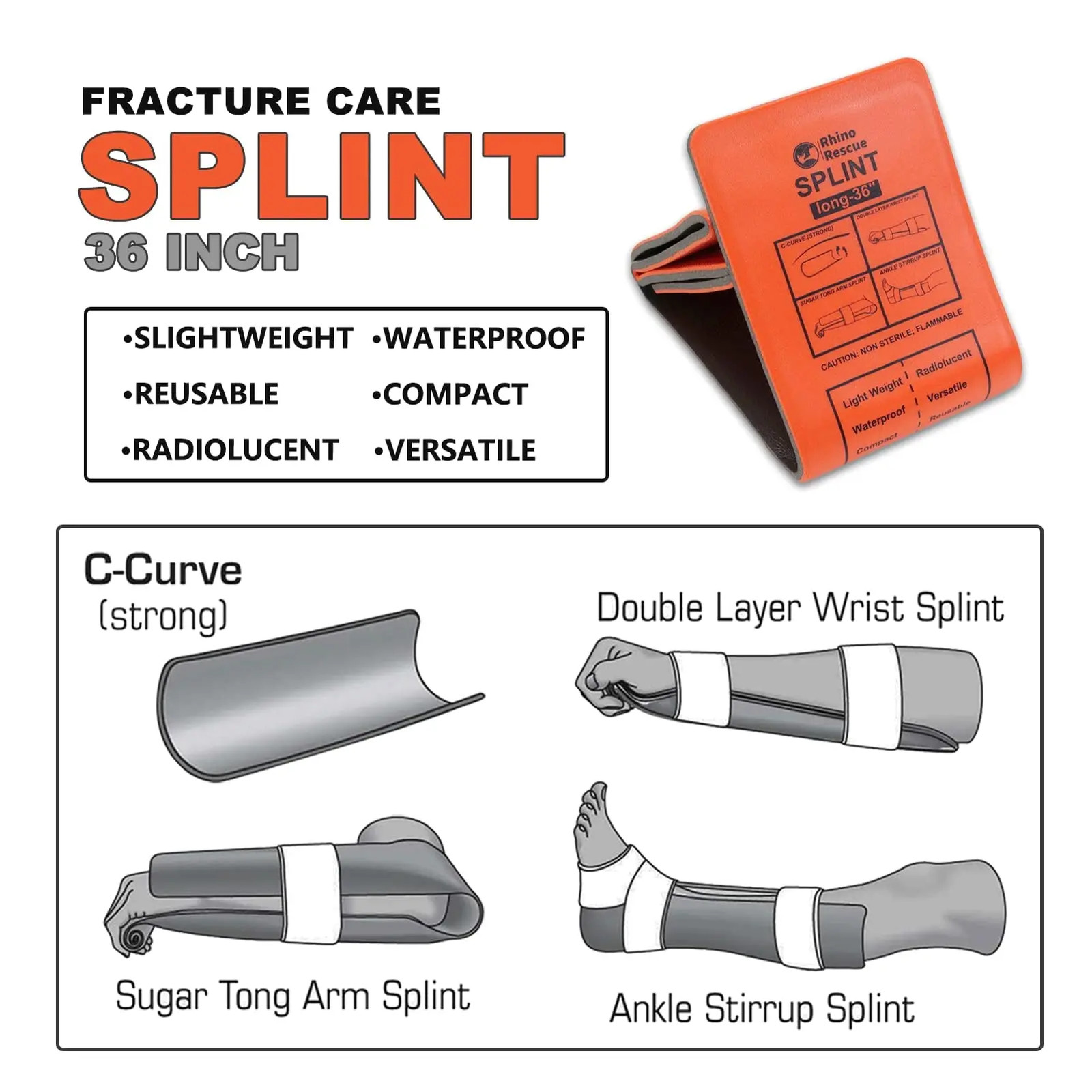 First Aid Splint 36″ X 4.3″ Green-Gray, Keep Bones in Position for Camping Hikin