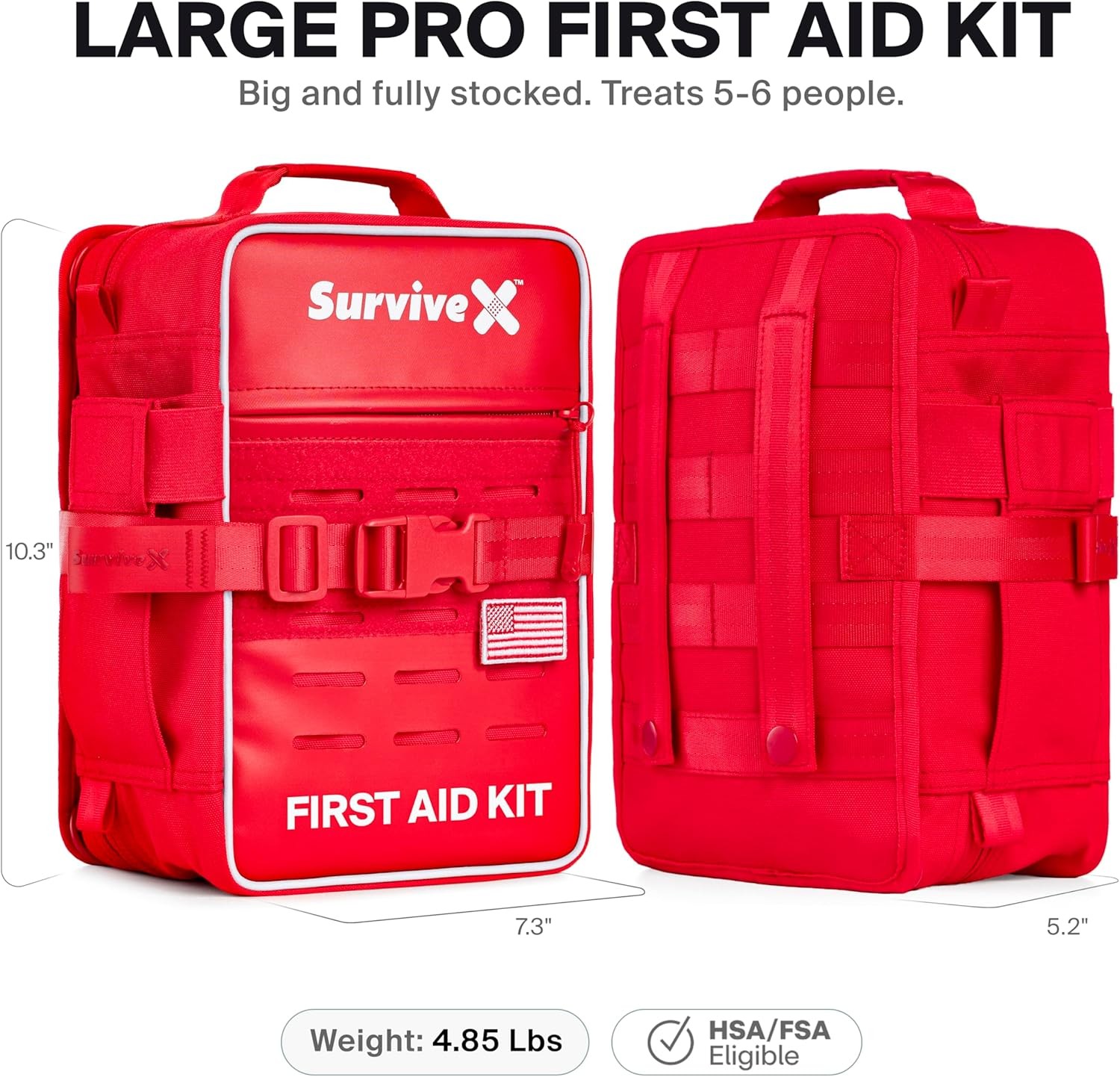 SurviveX Large Pro First Aid Kit Travel Camping Hiking