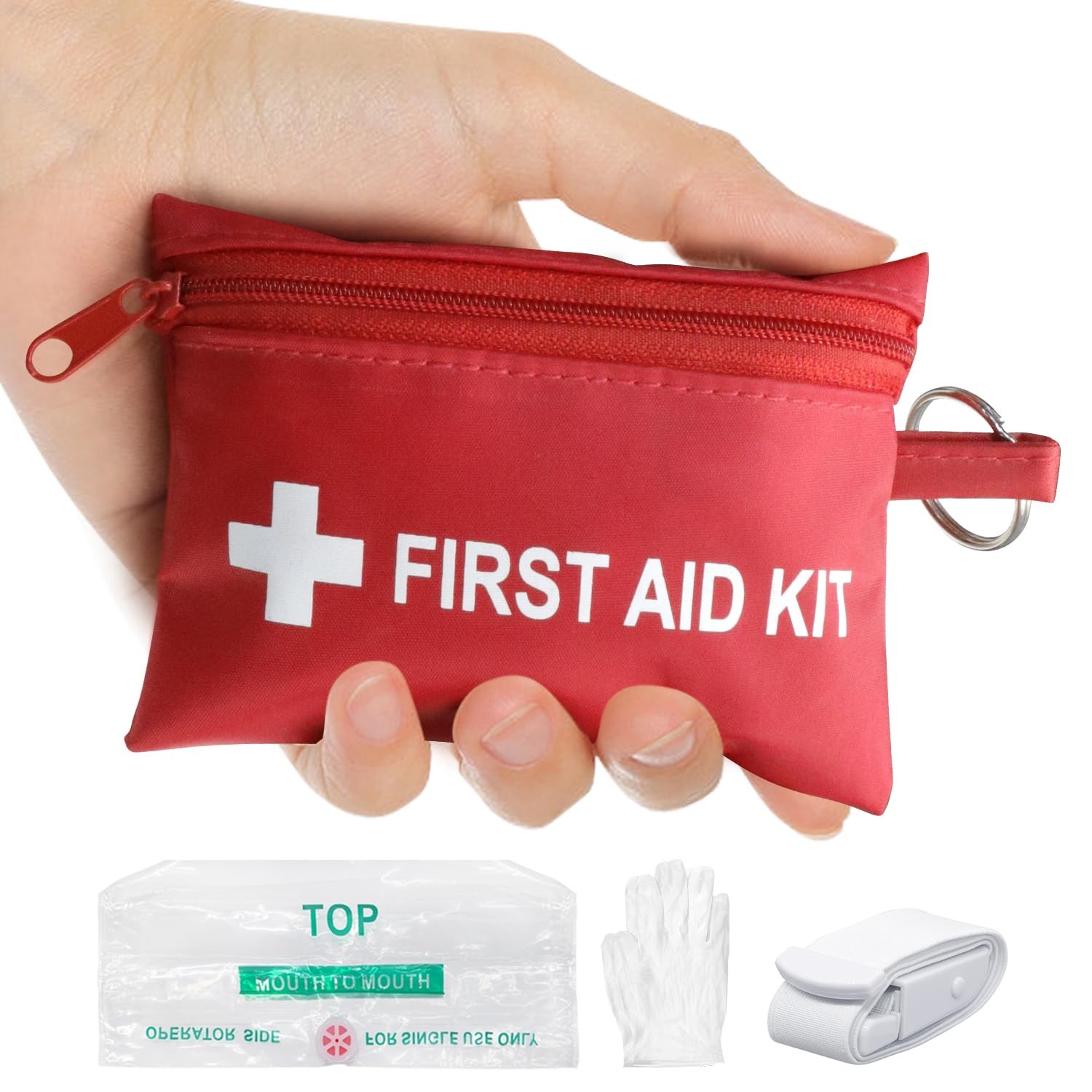 Yzpacc Mini First Aid Kit – CPR Keychain Face Shield with Breathing 1 Set