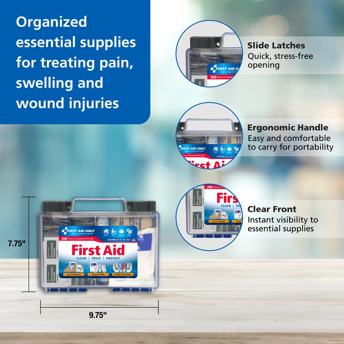 First Aid kit 260 Combo Pieces All-Purpose for Nurse Adult Infant OSHA Compliant