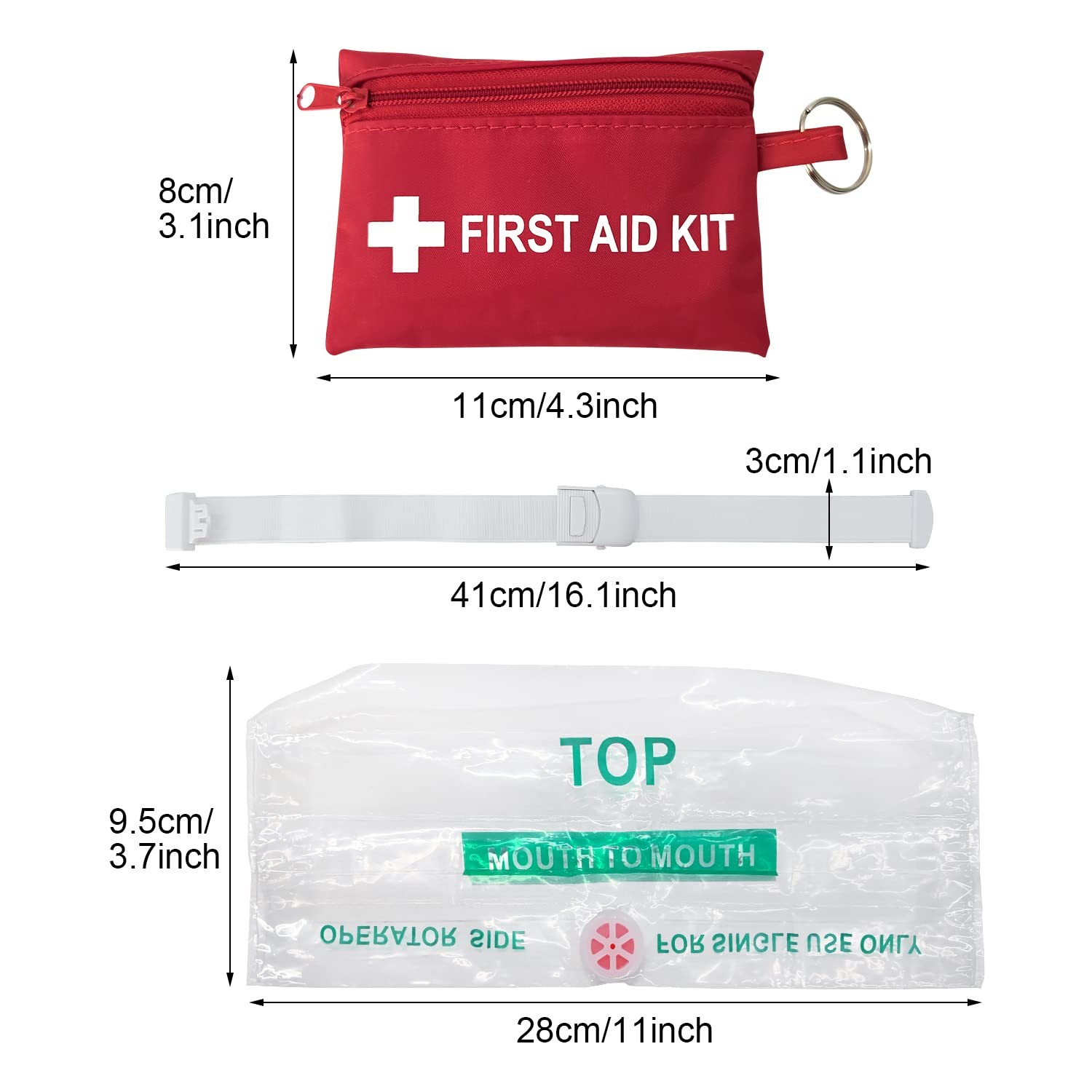 Yzpacc Mini First Aid Kit – CPR Keychain Face Shield with Breathing 1 Set