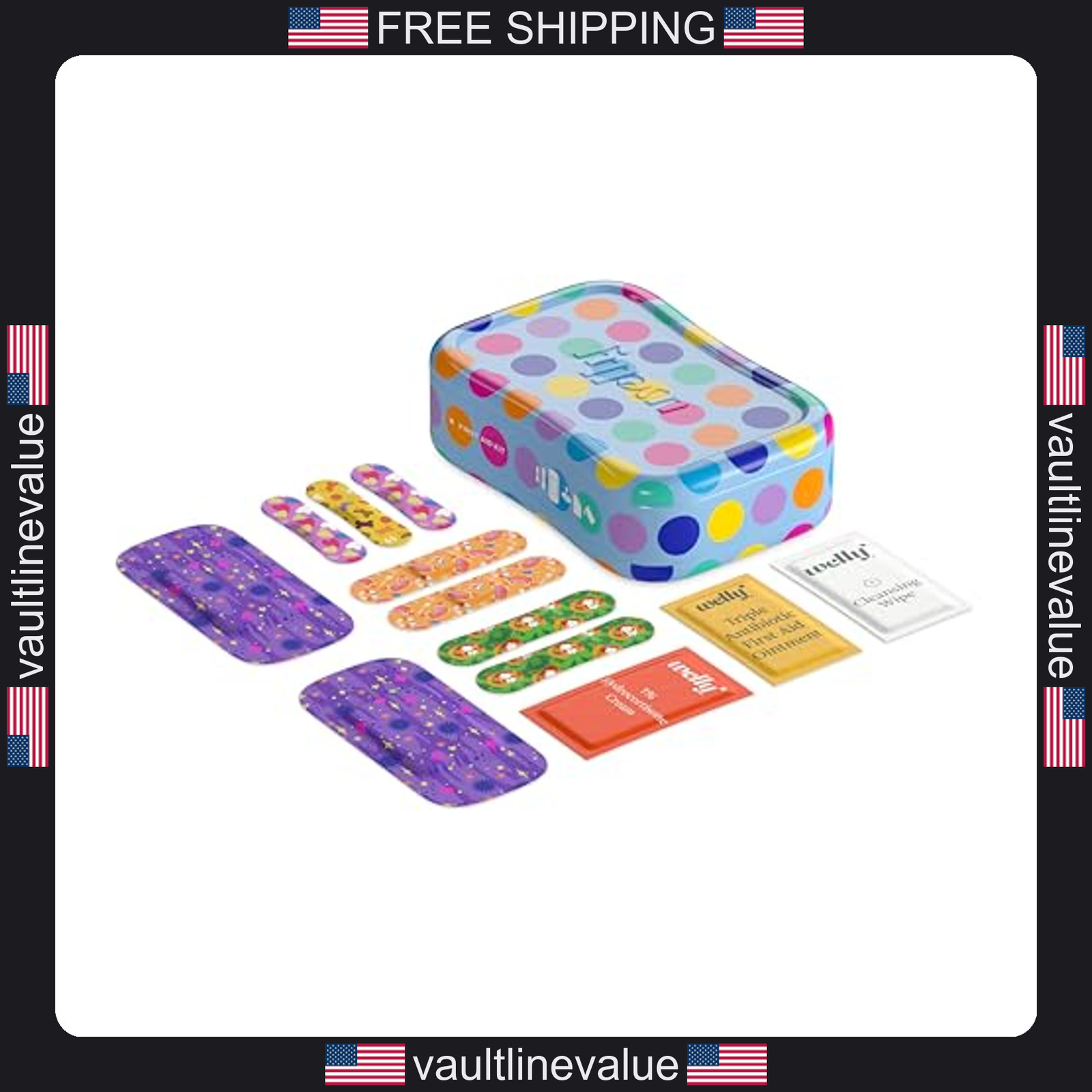 Welly first aid kit 70 count with waterproof fabric single-use ointments wipes