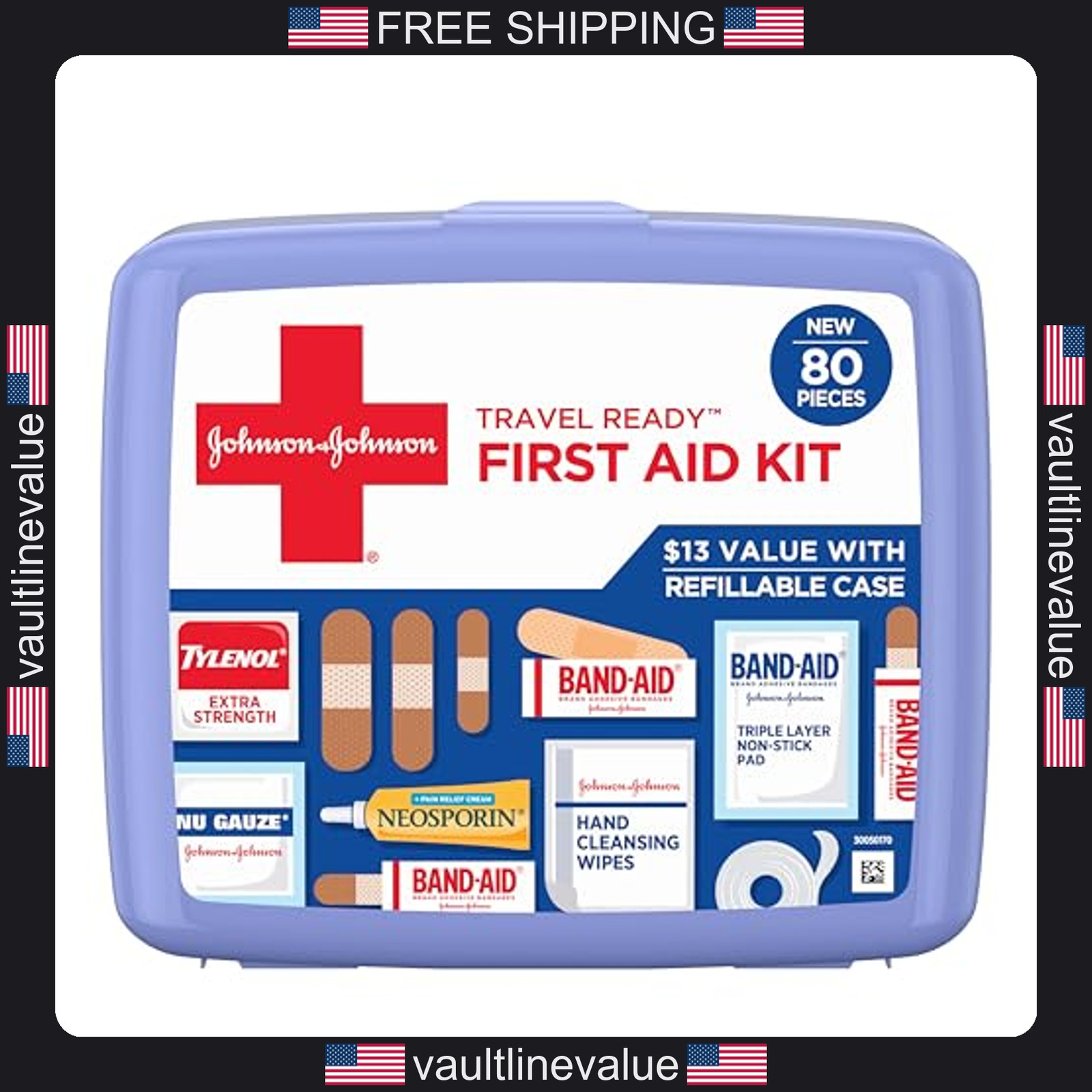 Band-Aid travel first aid kit 80 pieces emergency wound care supplies for home