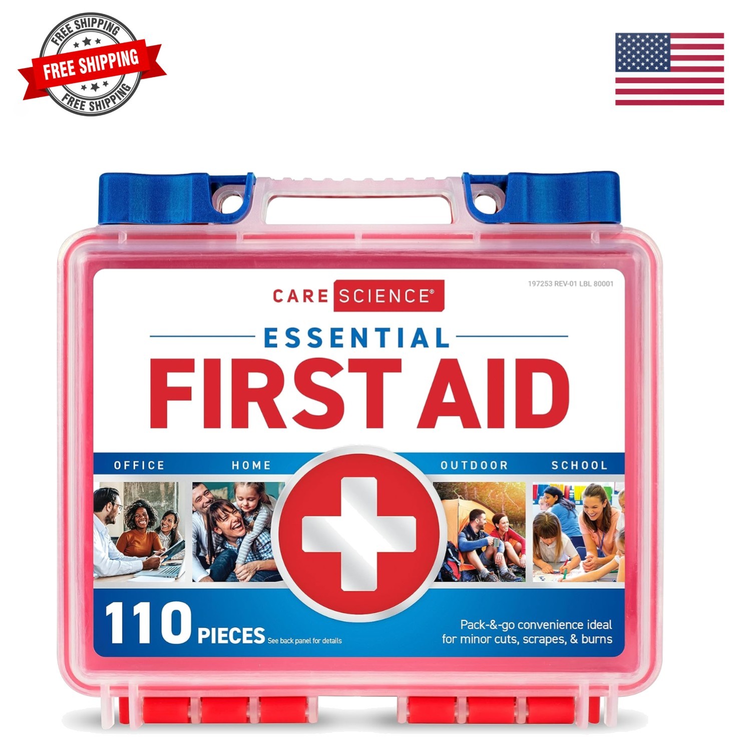 First Aid Kit, 110 Pieces | Professional Use for Travel, Work, School, Home, …