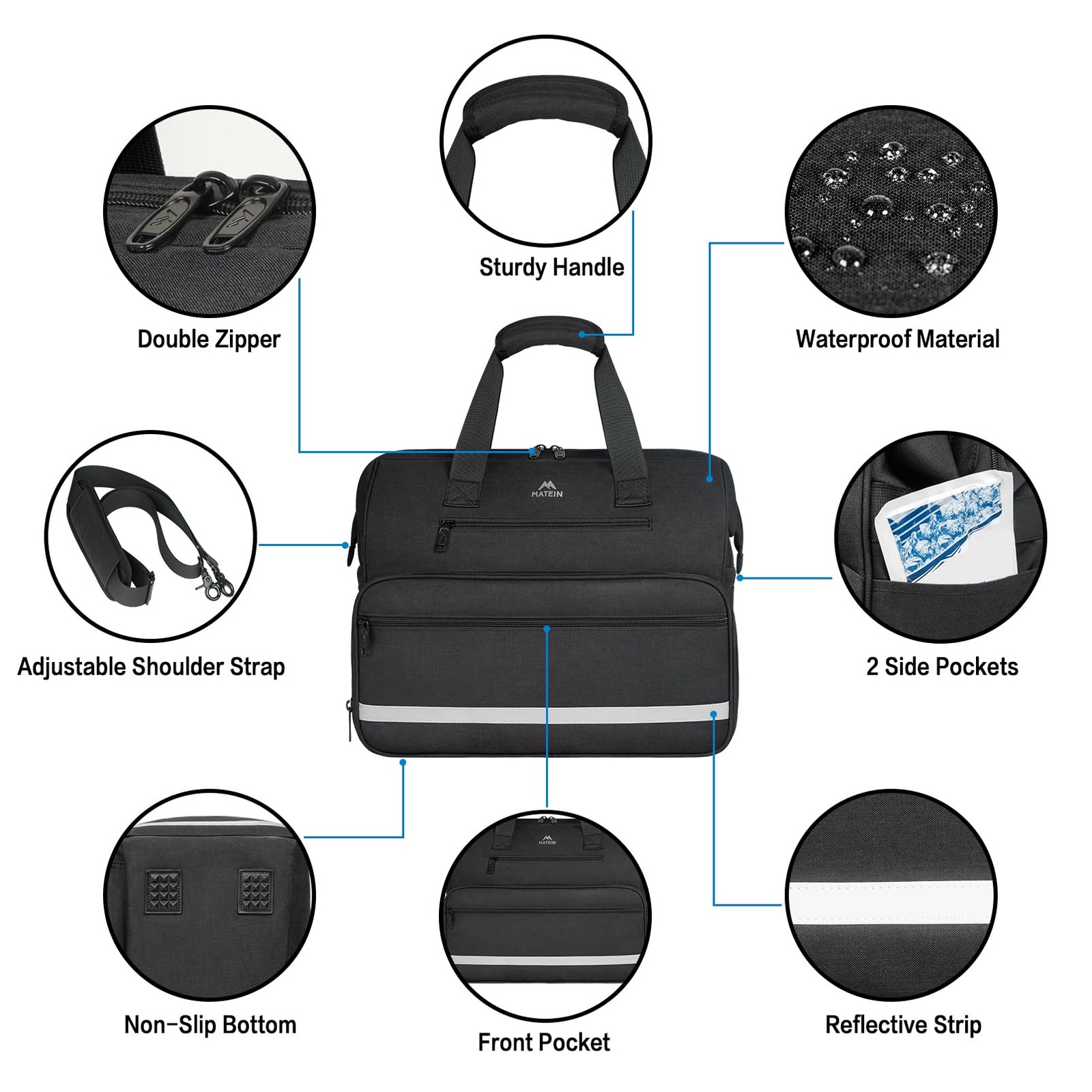 MATEIN Medical Bag, Large Water-Resistant First 1 Count (Pack of 1), Black