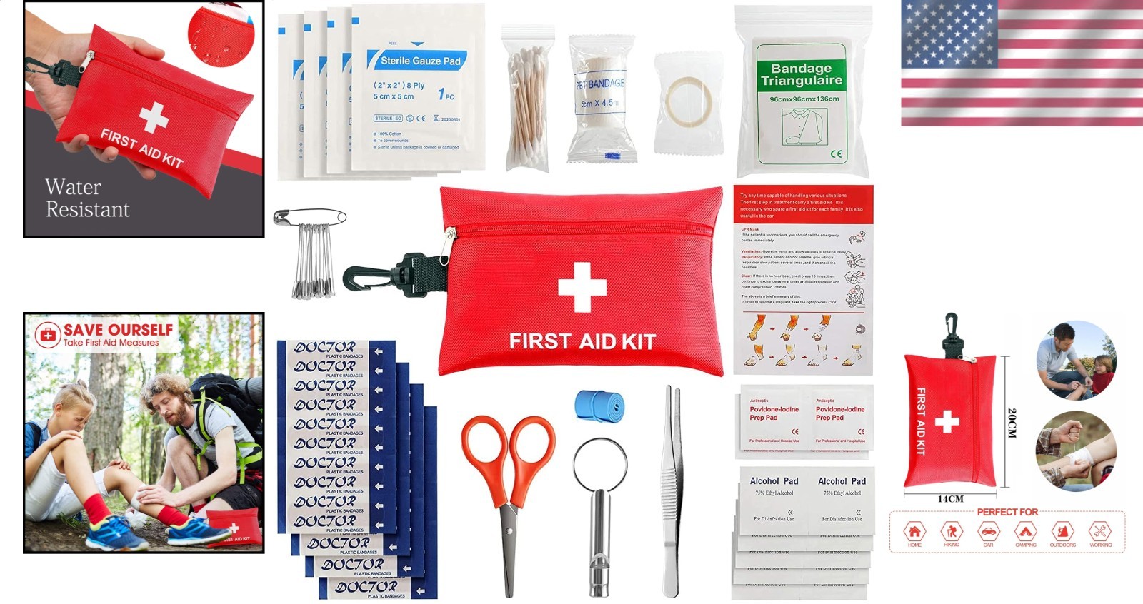 Compact 97 Piece First Aid Kit – Waterproof Outdoor Emergency Medical Supplies
