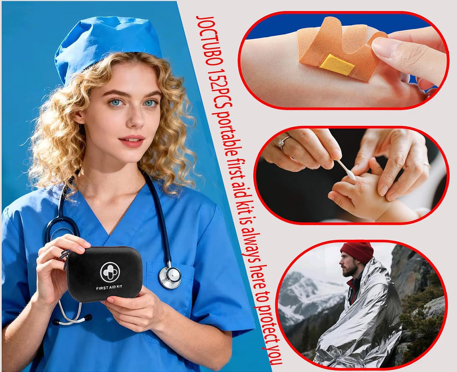 First Aid Kit 152 Piece Waterproof Hard Shell Portable Medical Kit, Black | Wate