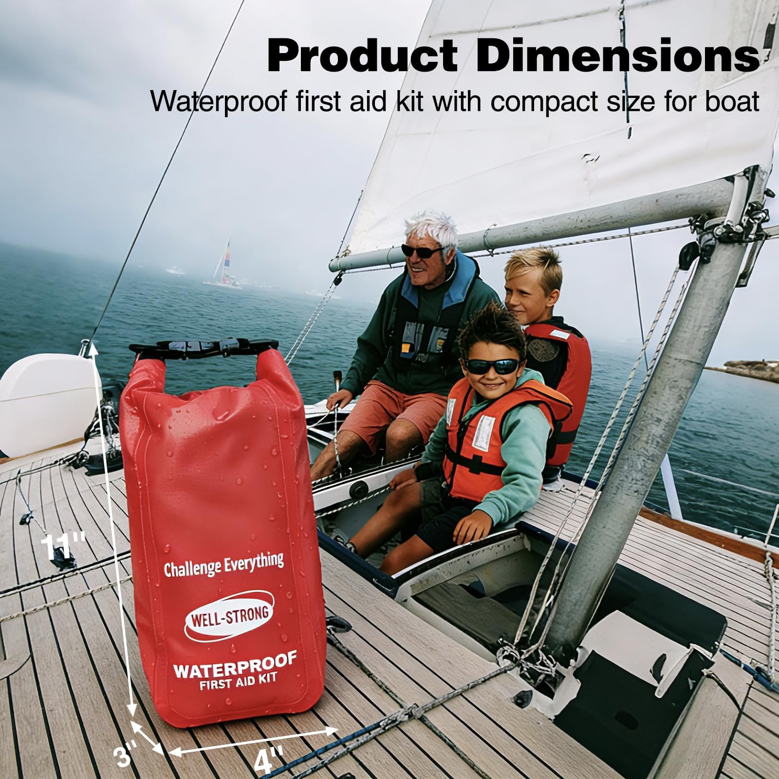 WELL-STRONG Waterproof First Aid Kit Roll Boat Emergency Kit with Waterproof Con