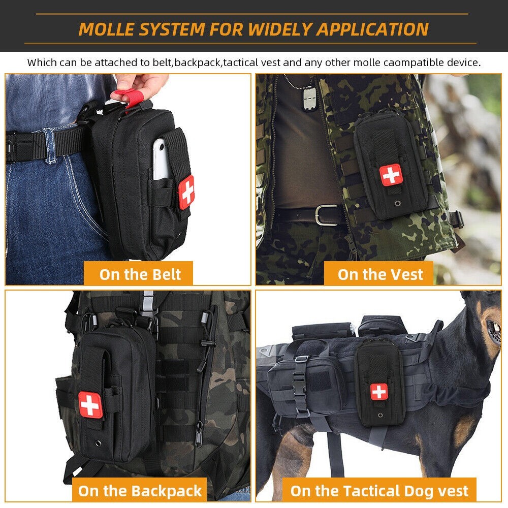 Tactical Molle EMT IFAK First Aid Pouch Trauma Medical Bag with Red Cross Patch