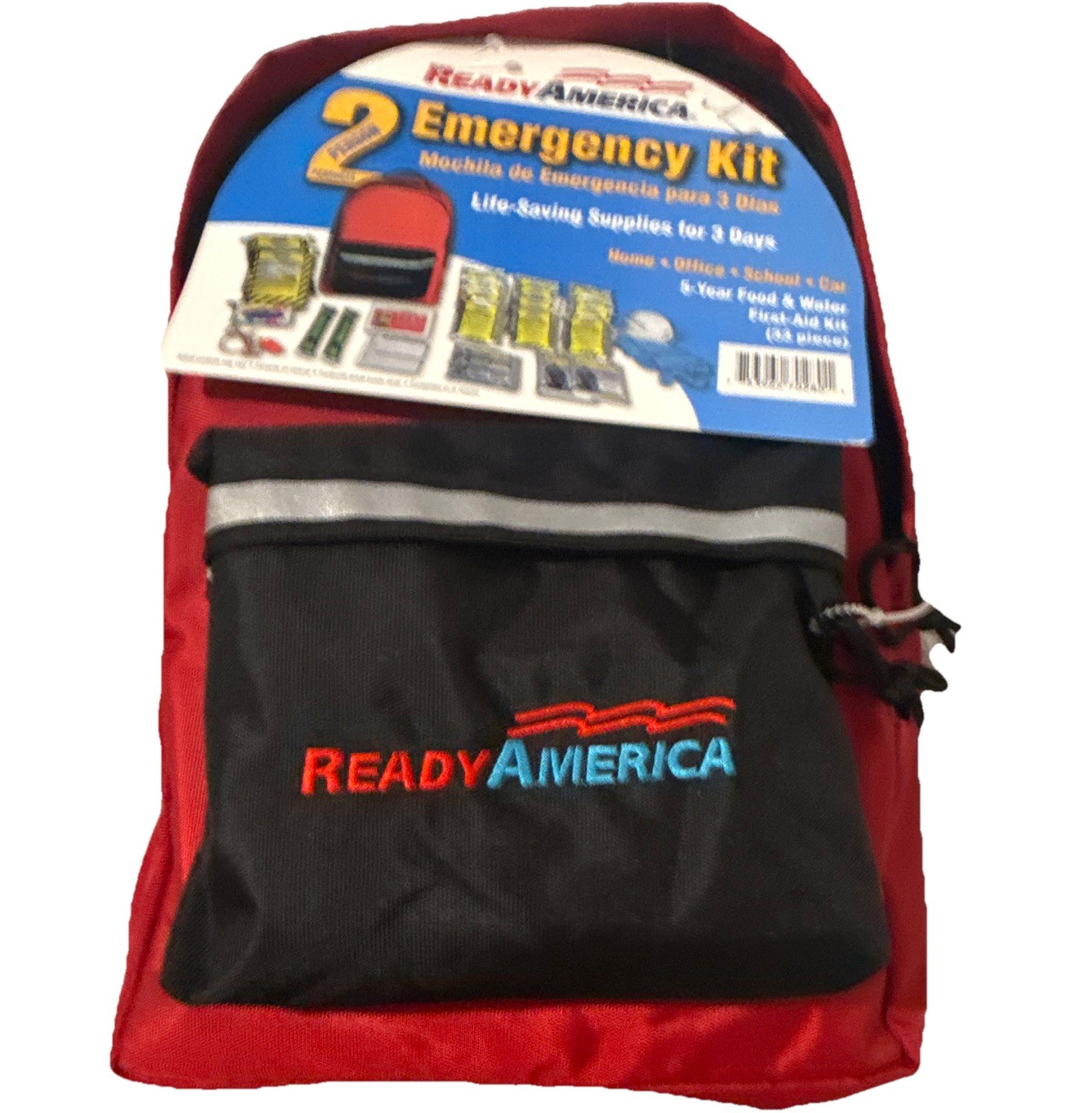 Ready America 2 Person Emergency Kit Backpack First Aid w/ 6 Year Food & Water
