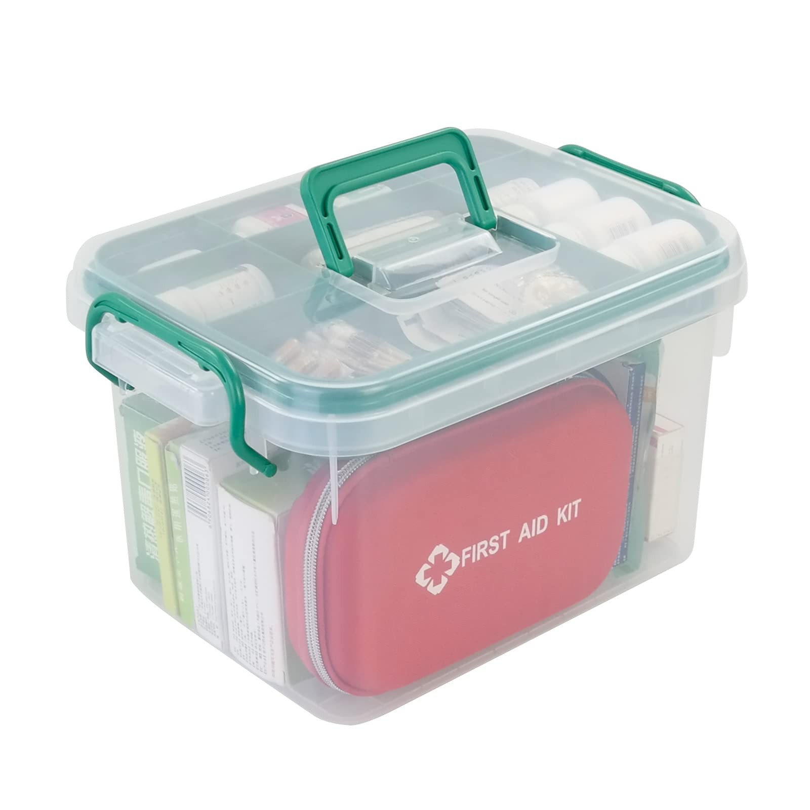 1-Pack Clear Storage Box with Lid, Large First Aid Kit Box Organizer Empty