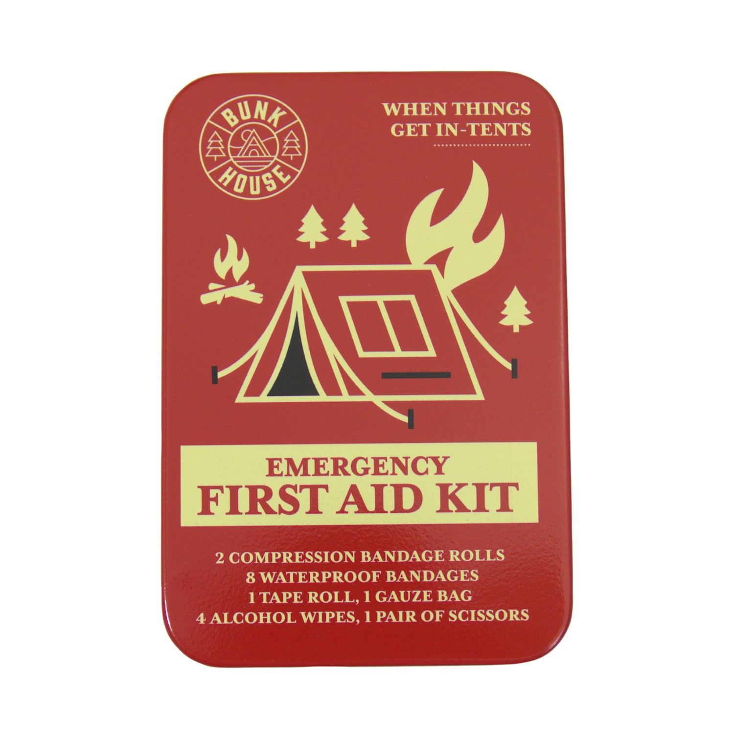 Bunk House Pocket-Size Emergency First Aid Kit Tin Bandages Gauze Wipes Scissors