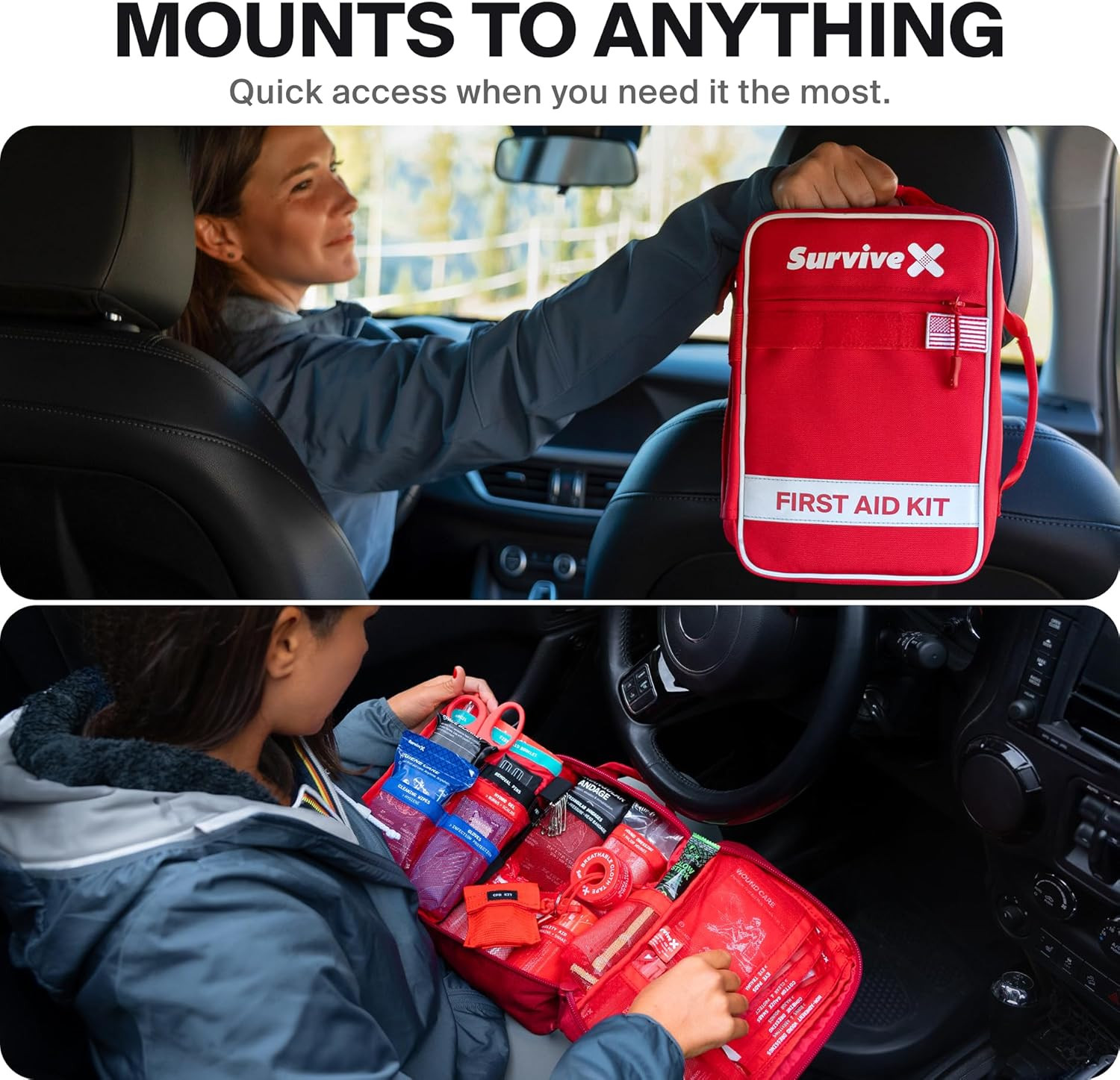 Survivex Large First Aid Kit for Car, Travel & Home – Emergency Kit for Hiking,